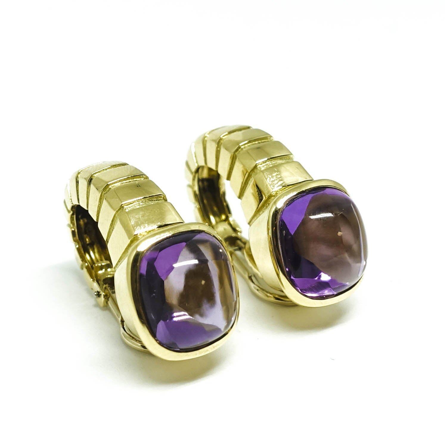Van Cleef & Arpels Vintage Cabochon Amethyst Clip On Earrings