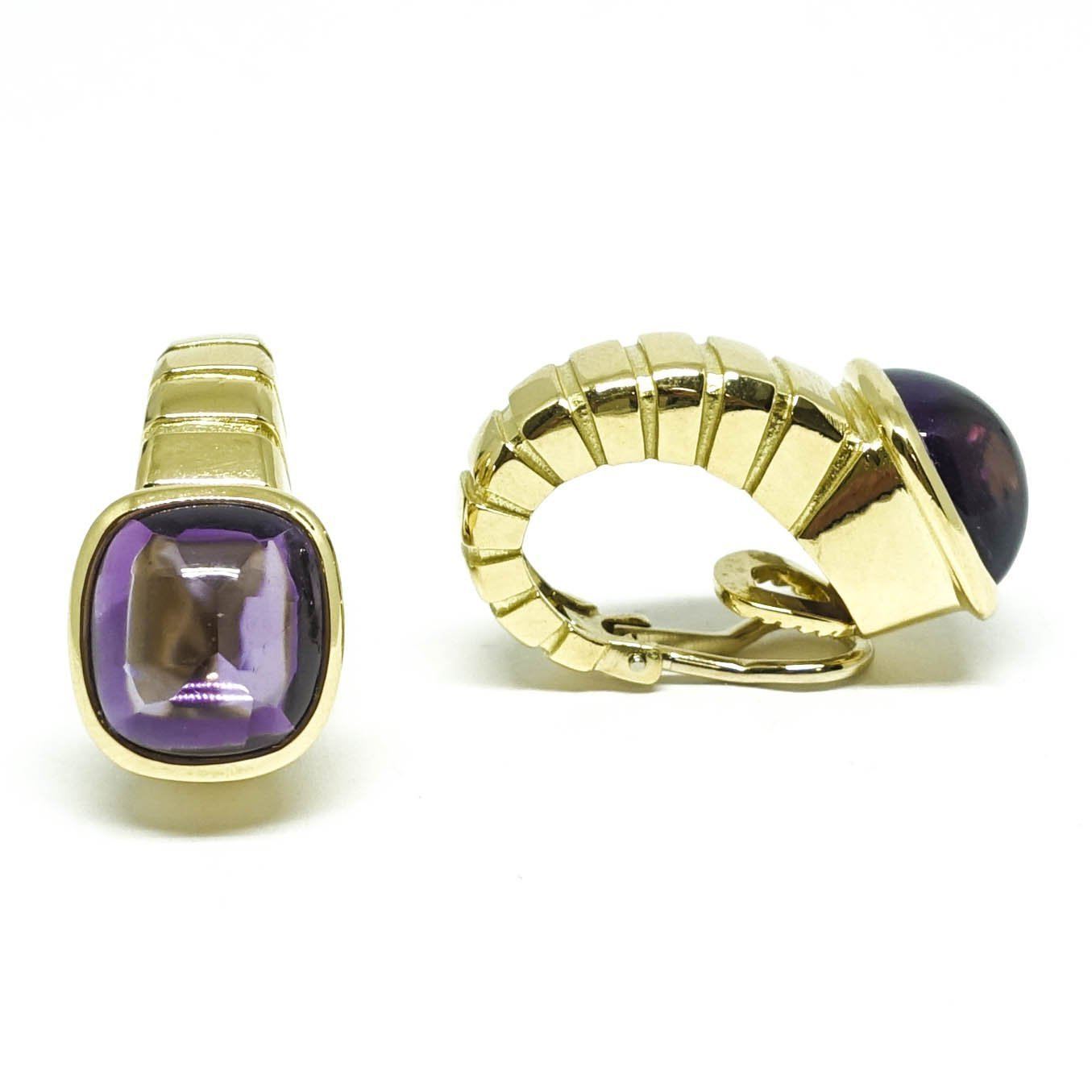 Van Cleef & Arpels Vintage Cabochon Amethyst Clip On Earrings