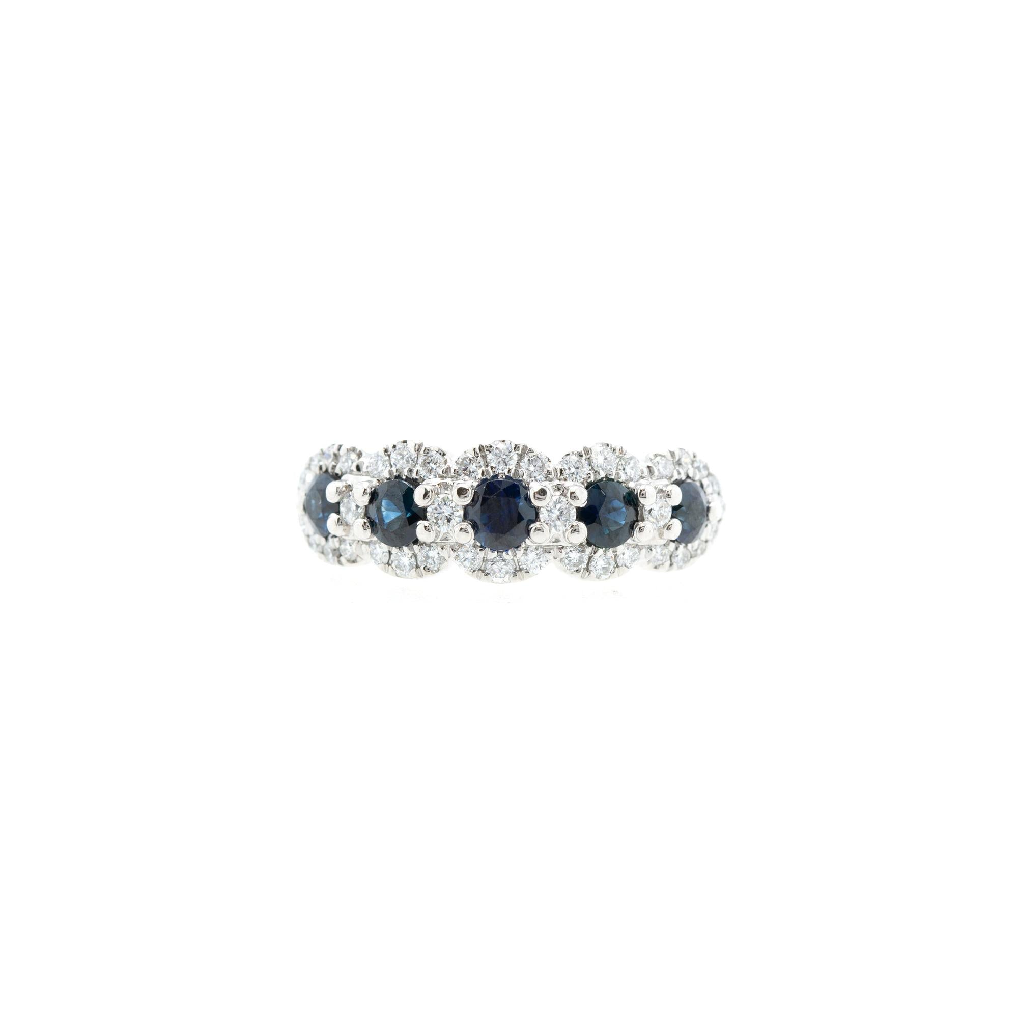 Vera Wang 14k White Gold Blue Sapphire & Diamond Cocktail Ring