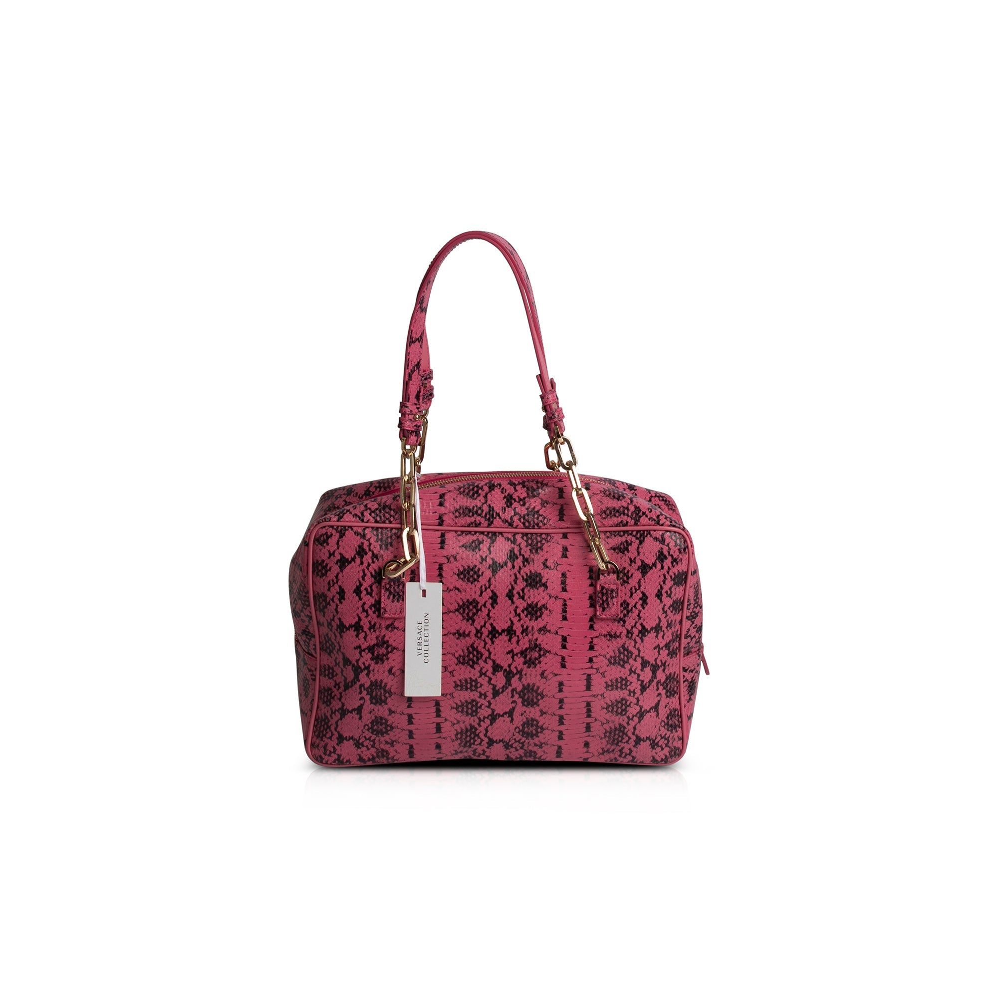 Versace Collection Snake Embossed Leather Shoulder Bag