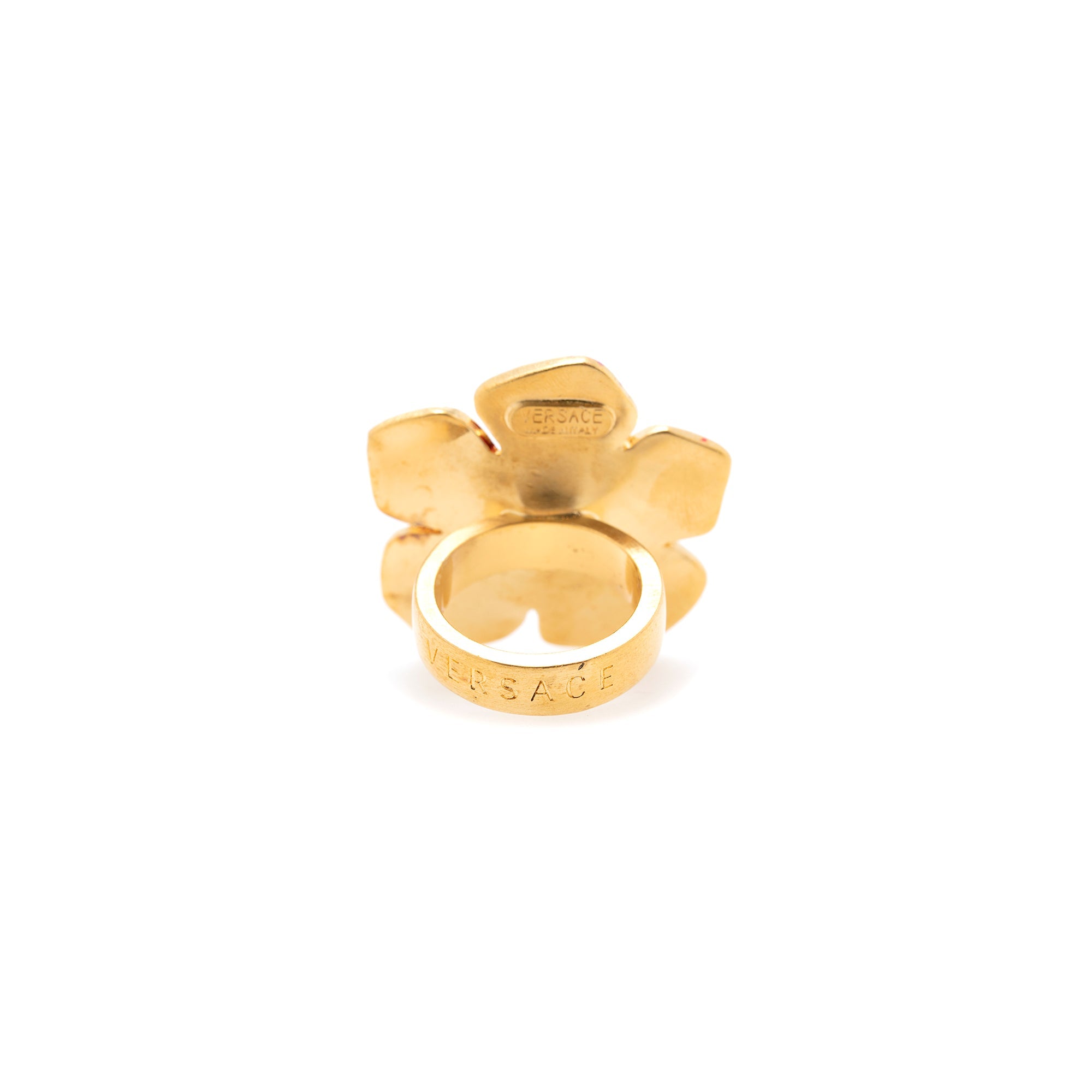 Versace Enamel and Crystal Flower Ring