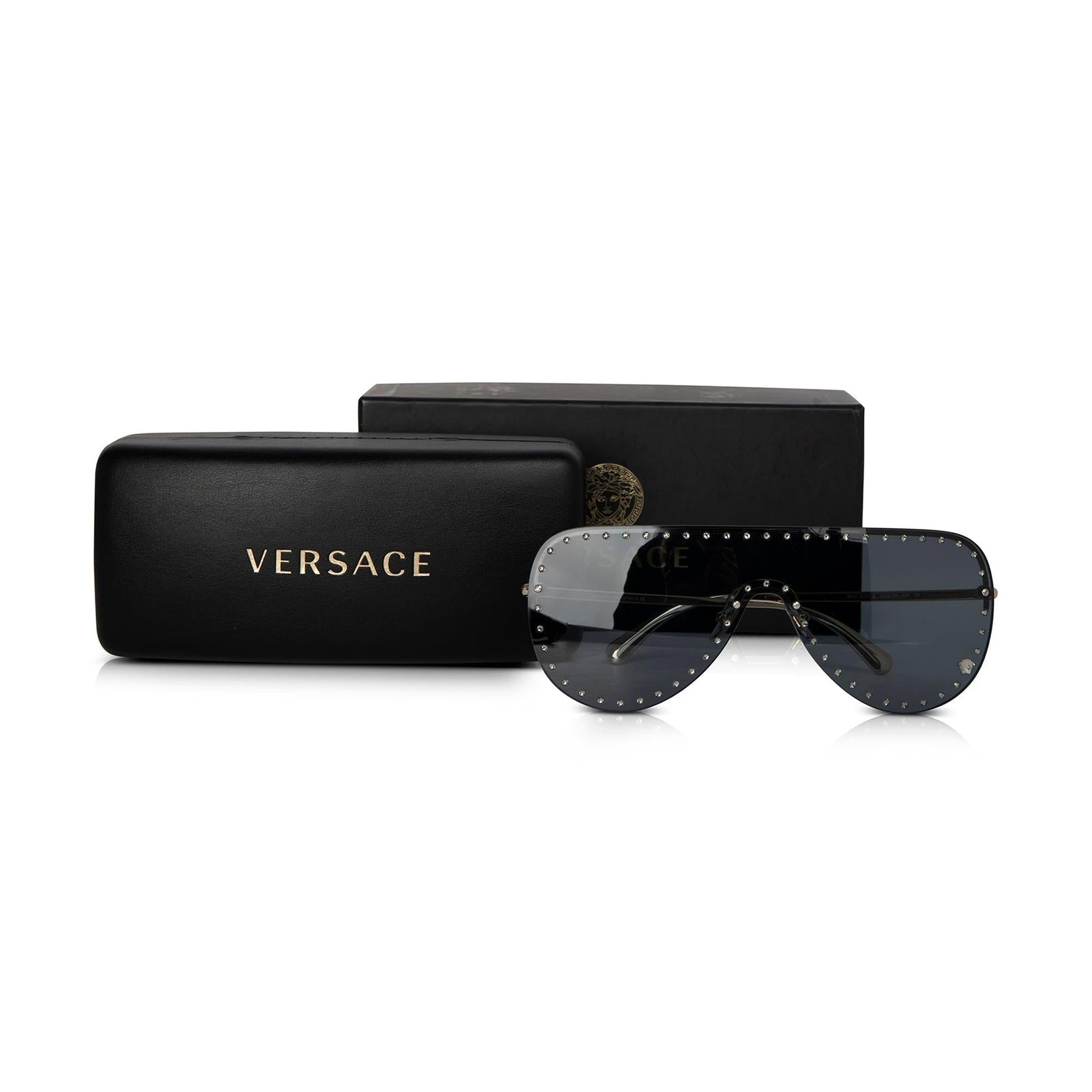 Versace Glam Medusa 2230-B Shield Sunglasses w/ Box & Case