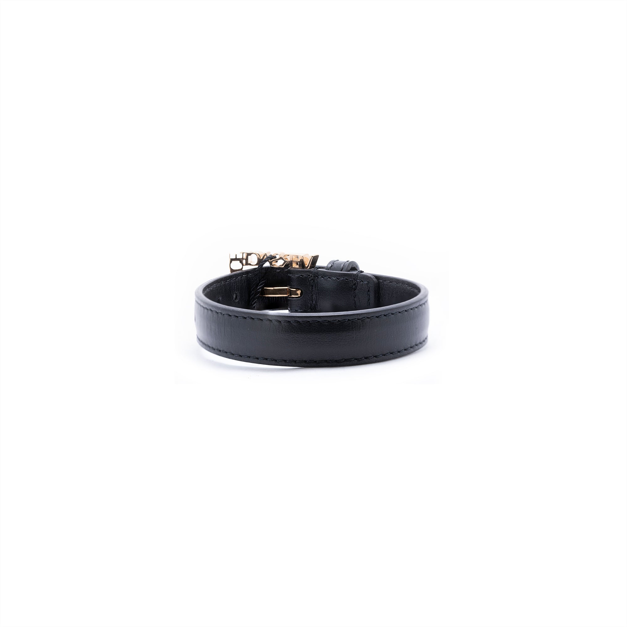 Versace Logo Buckle Leather Bracelet w/ Box