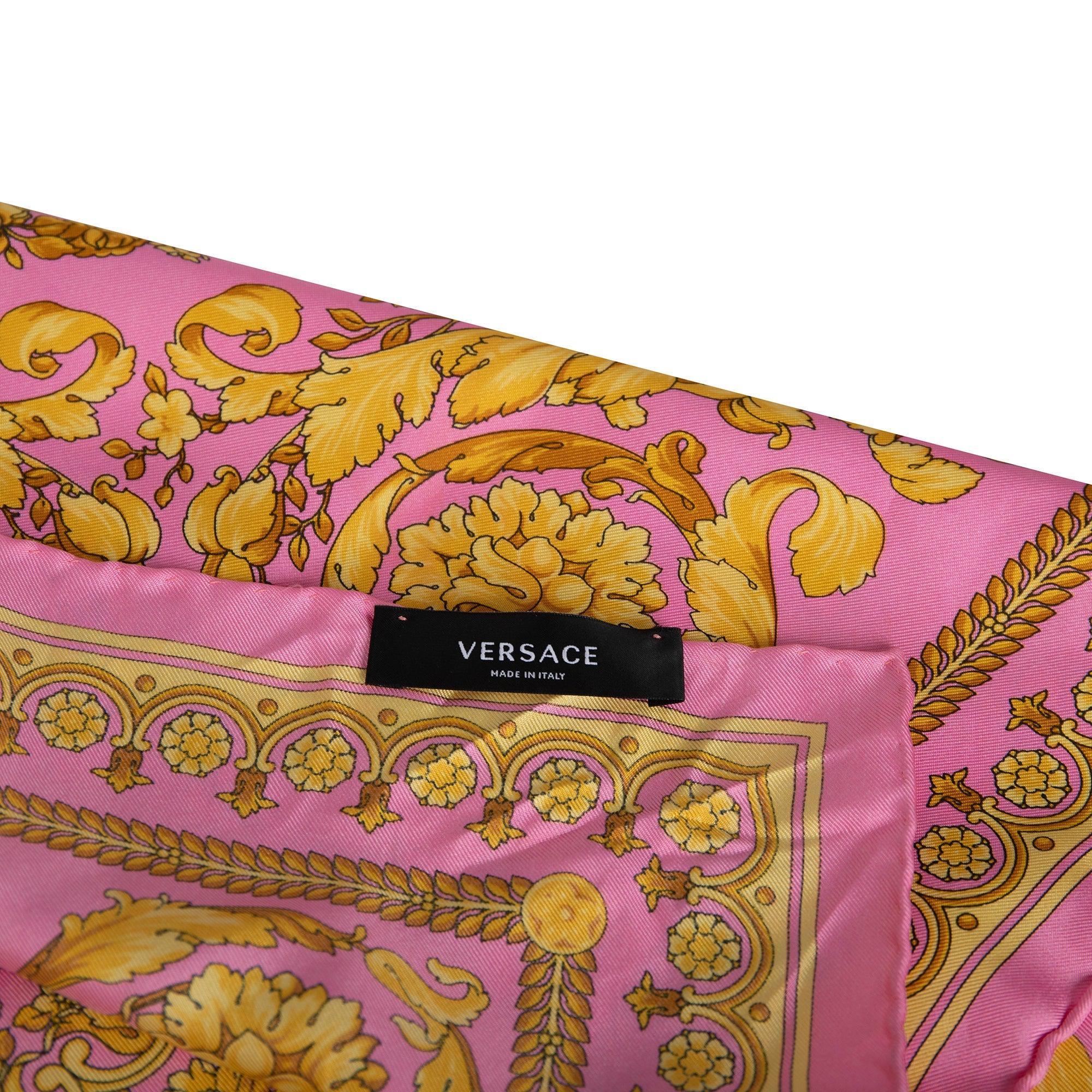 Versace Pink Barocco Silk Foulard w/ Box