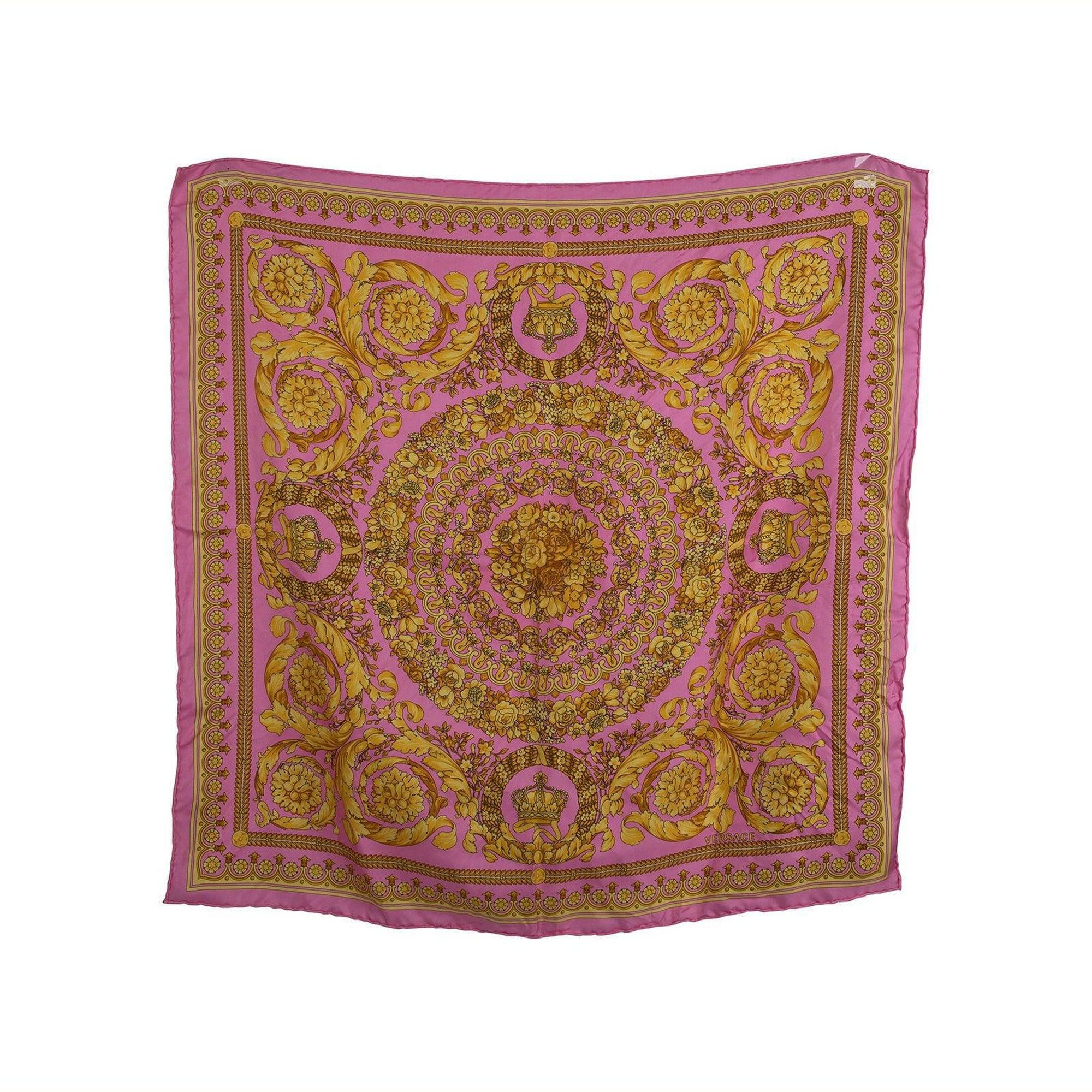 Versace Pink Barocco Silk Foulard w/ Box