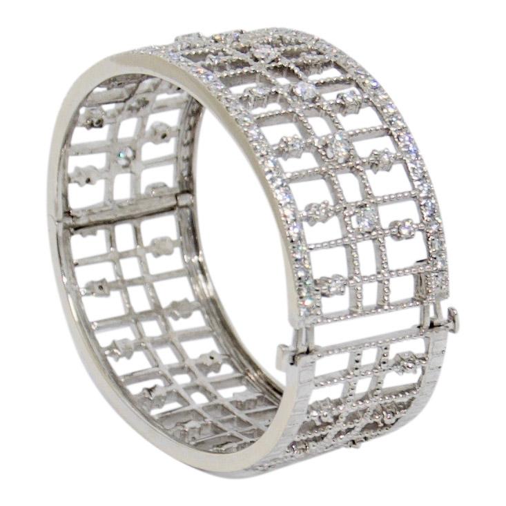 Wide Diamond Bangle Bracelet