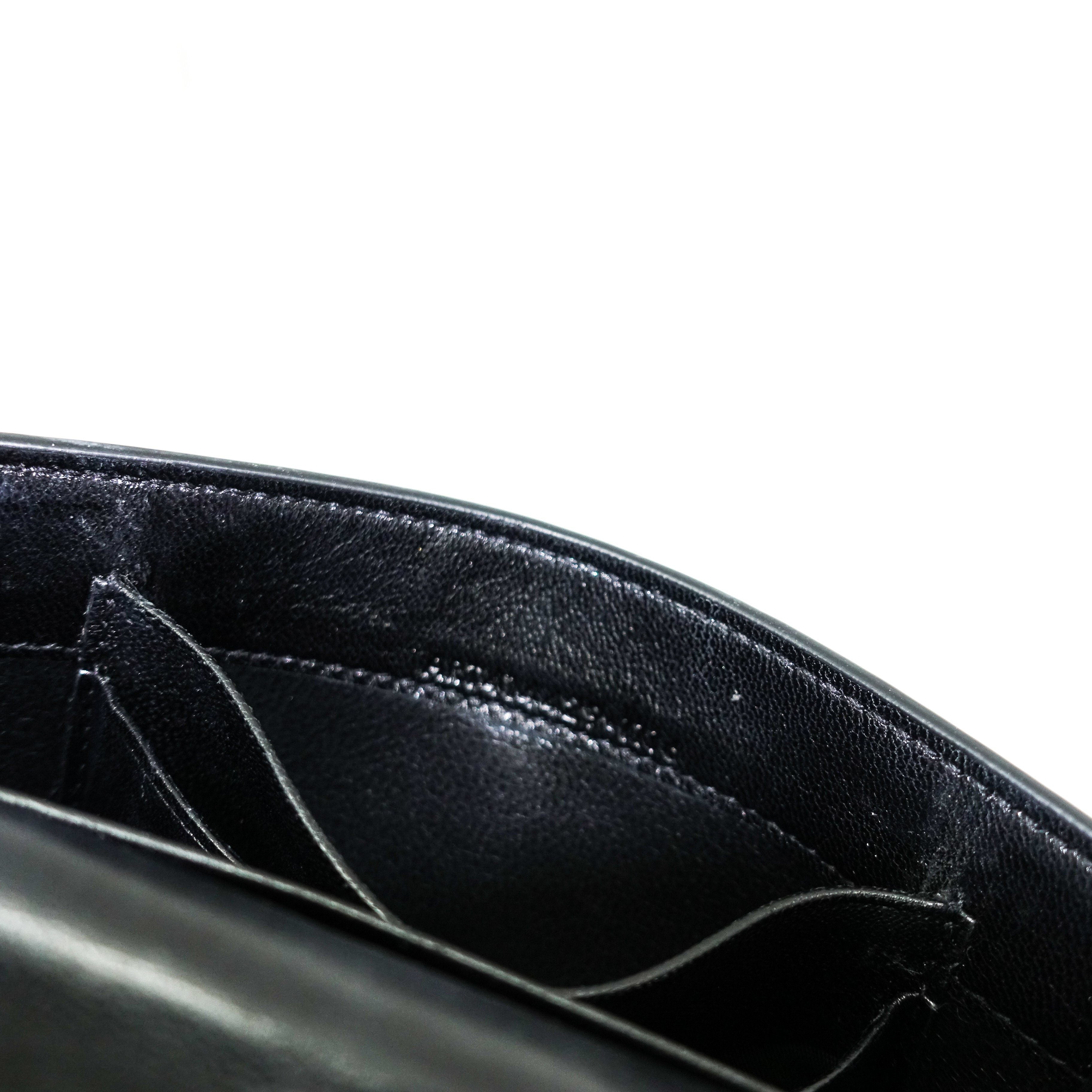 YSL Black Crocodile Embossed Small Envelope Wallet