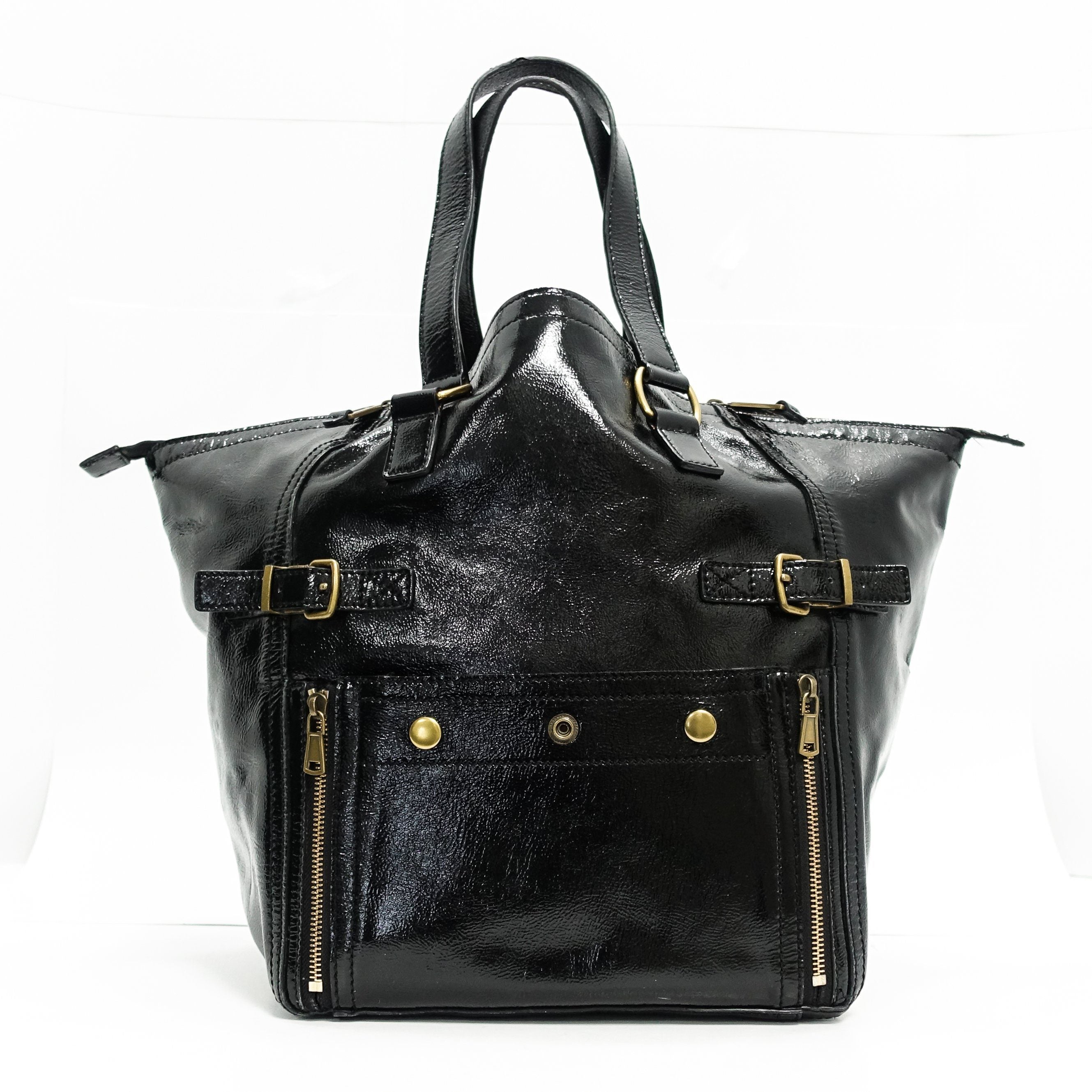 YSL Black Patent Leather Downtown Tote