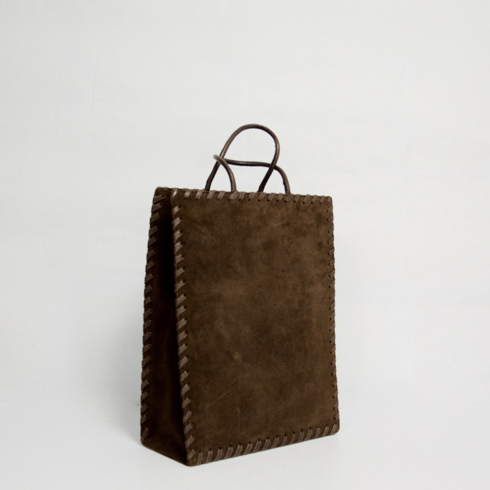 YSL Brown Vintage Suede Whipstitched Shopper