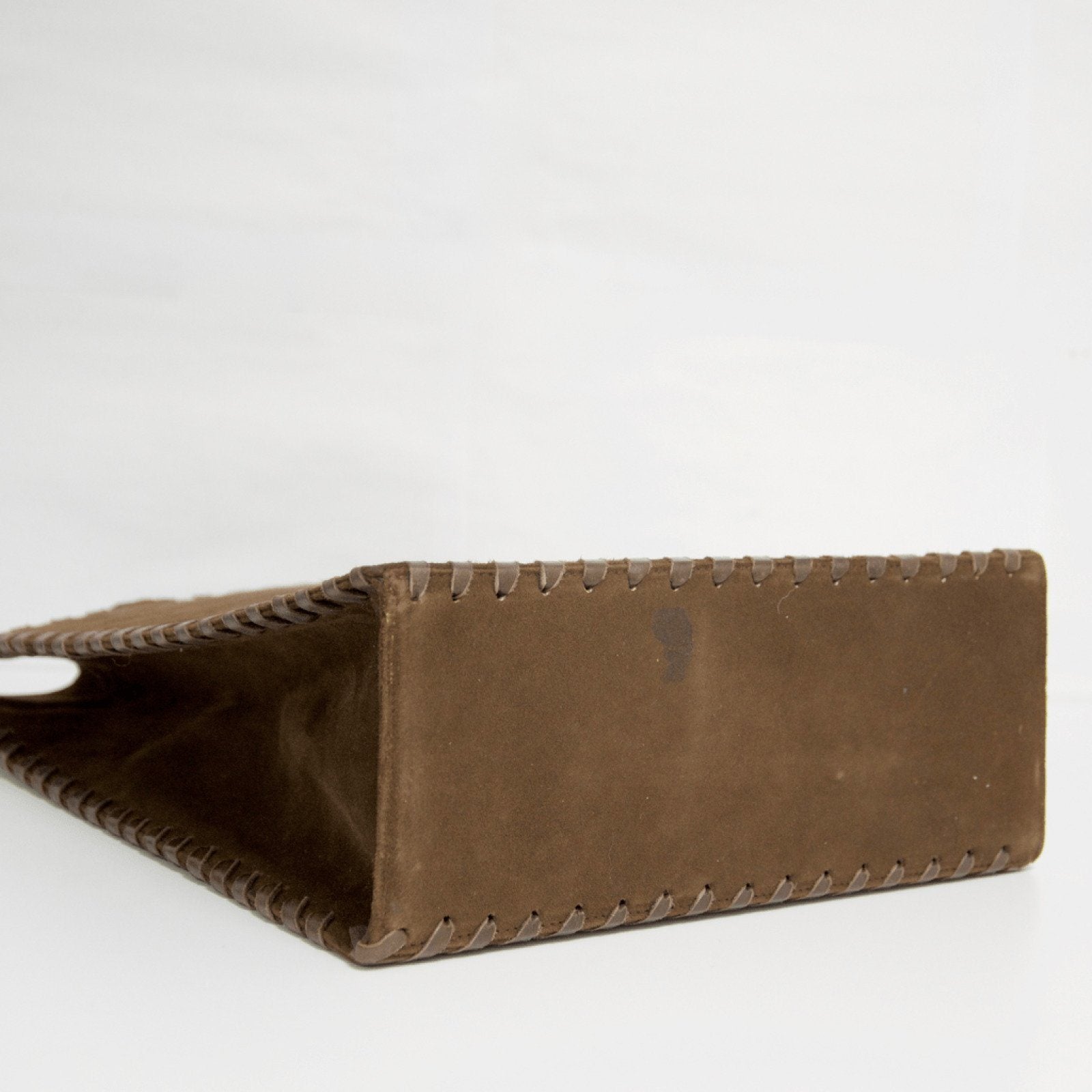 YSL Brown Vintage Suede Whipstitched Shopper