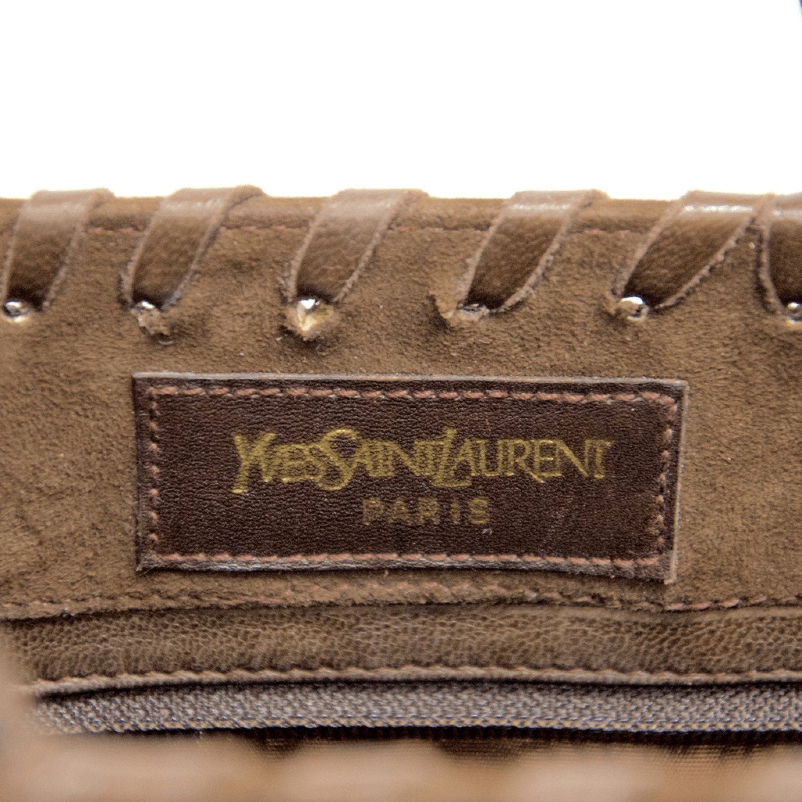 YSL Brown Vintage Suede Whipstitched Shopper