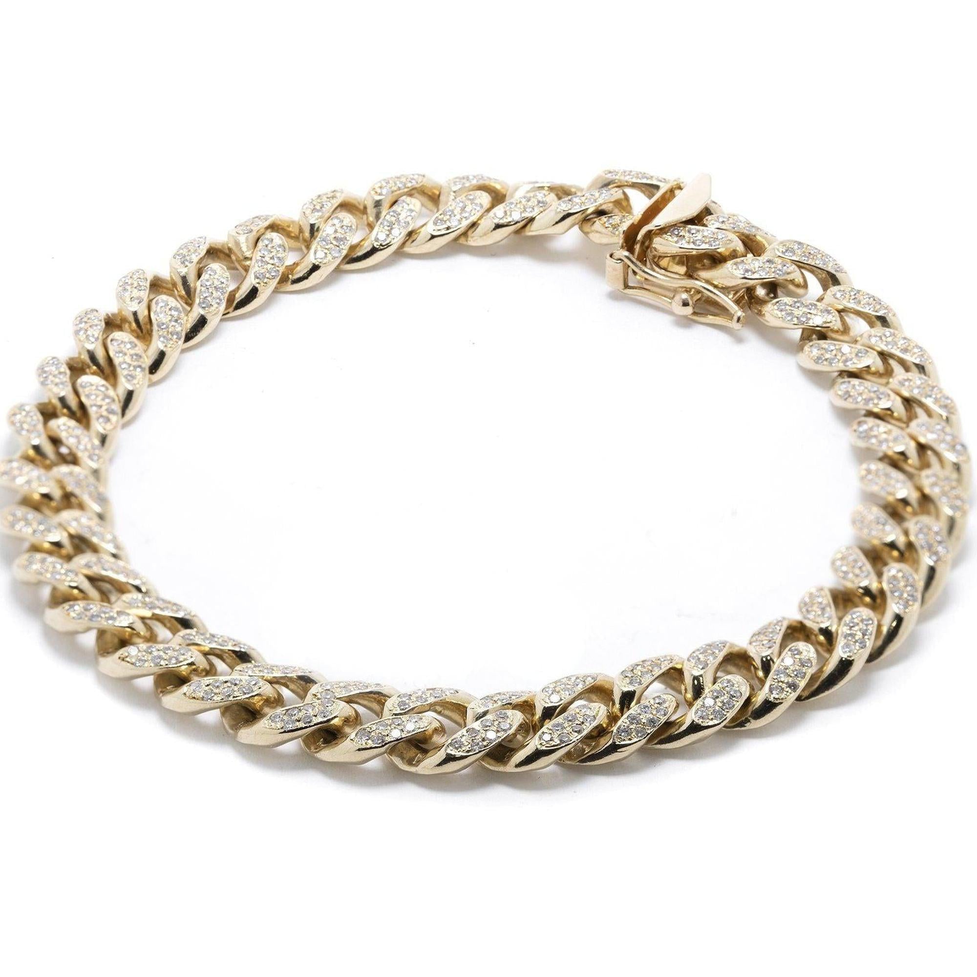 Yellow Gold Pave Diamond Link Bracelet