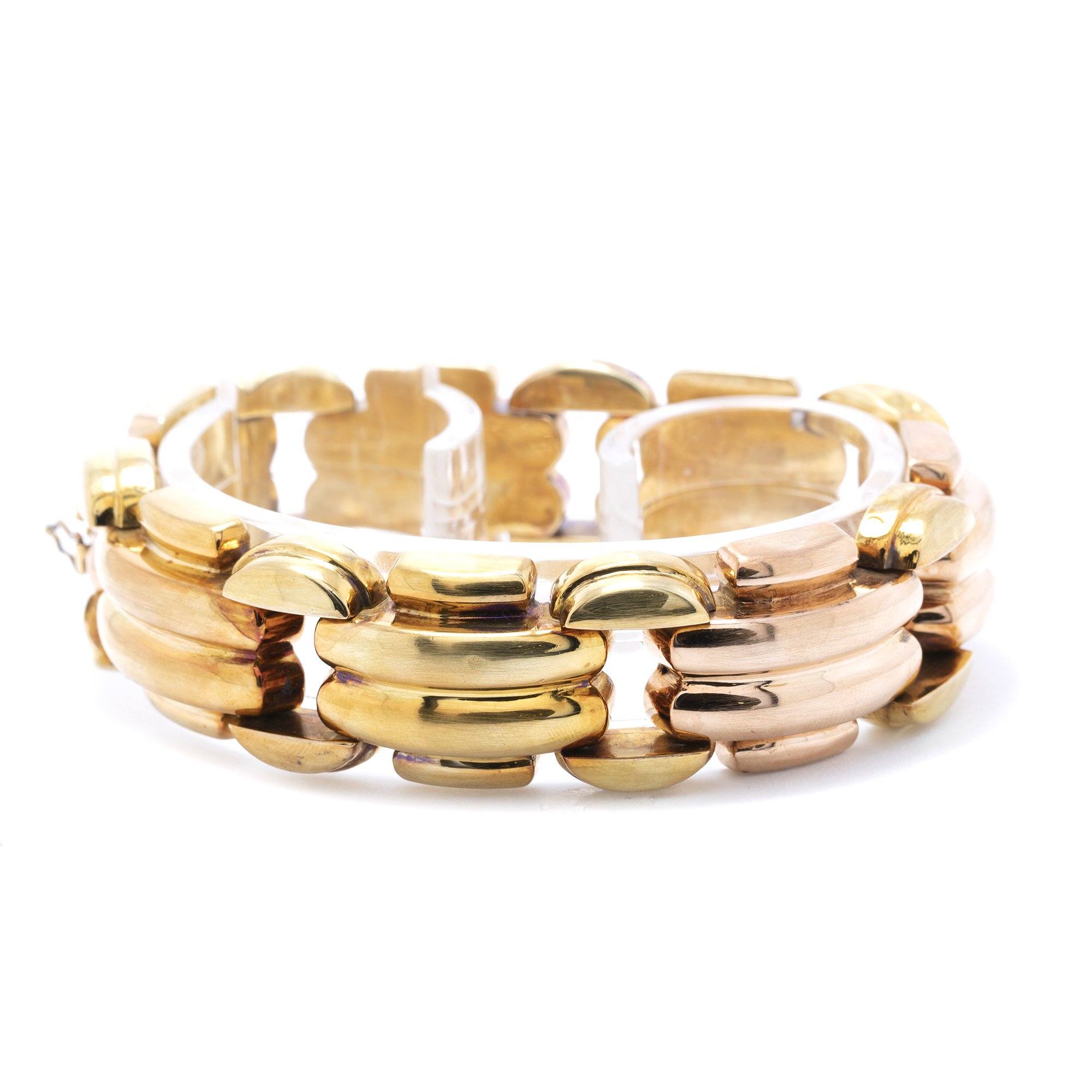 Yellow & Rose Gold Retro Wide Bracelet