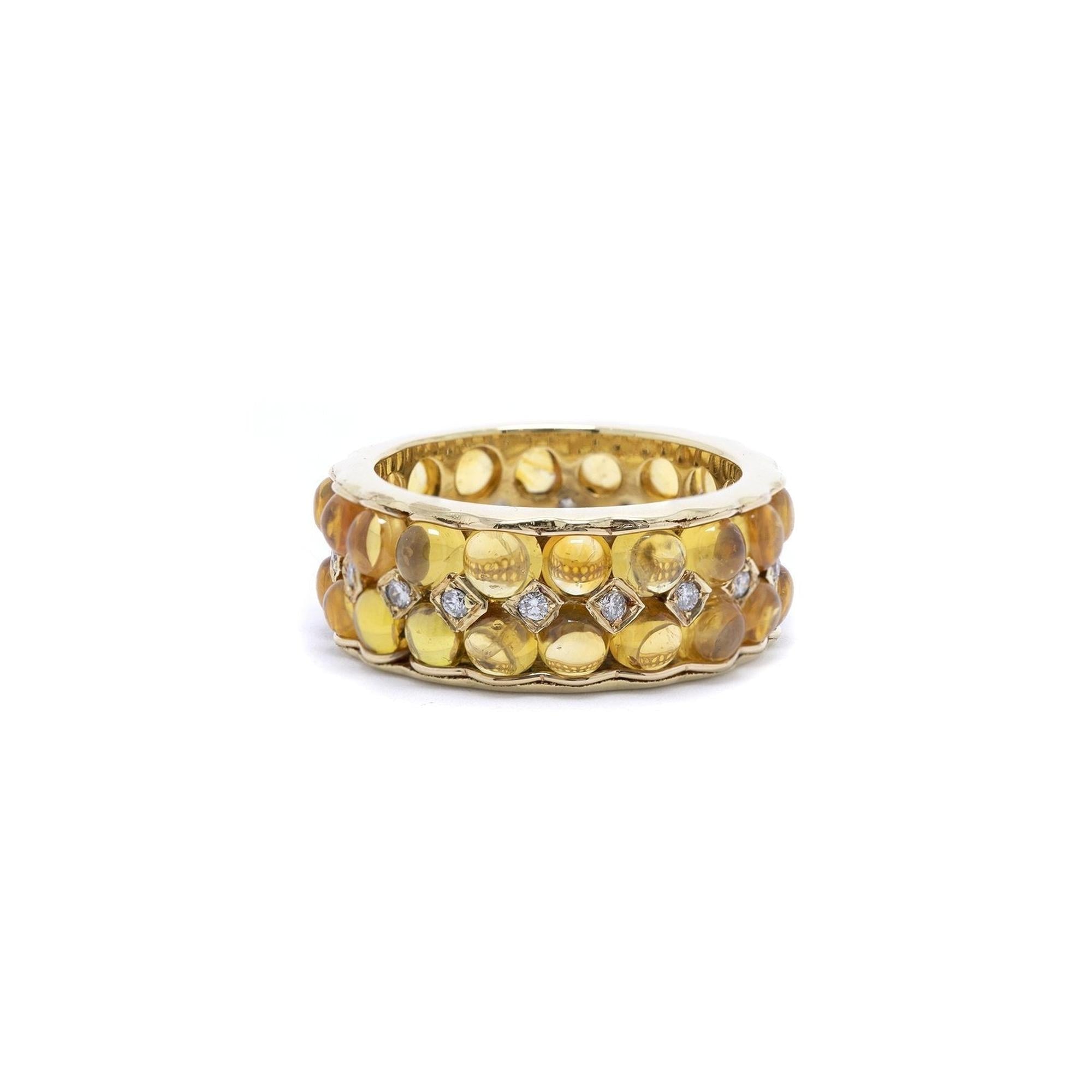 Yellow Sapphire and Diamond Band Ring