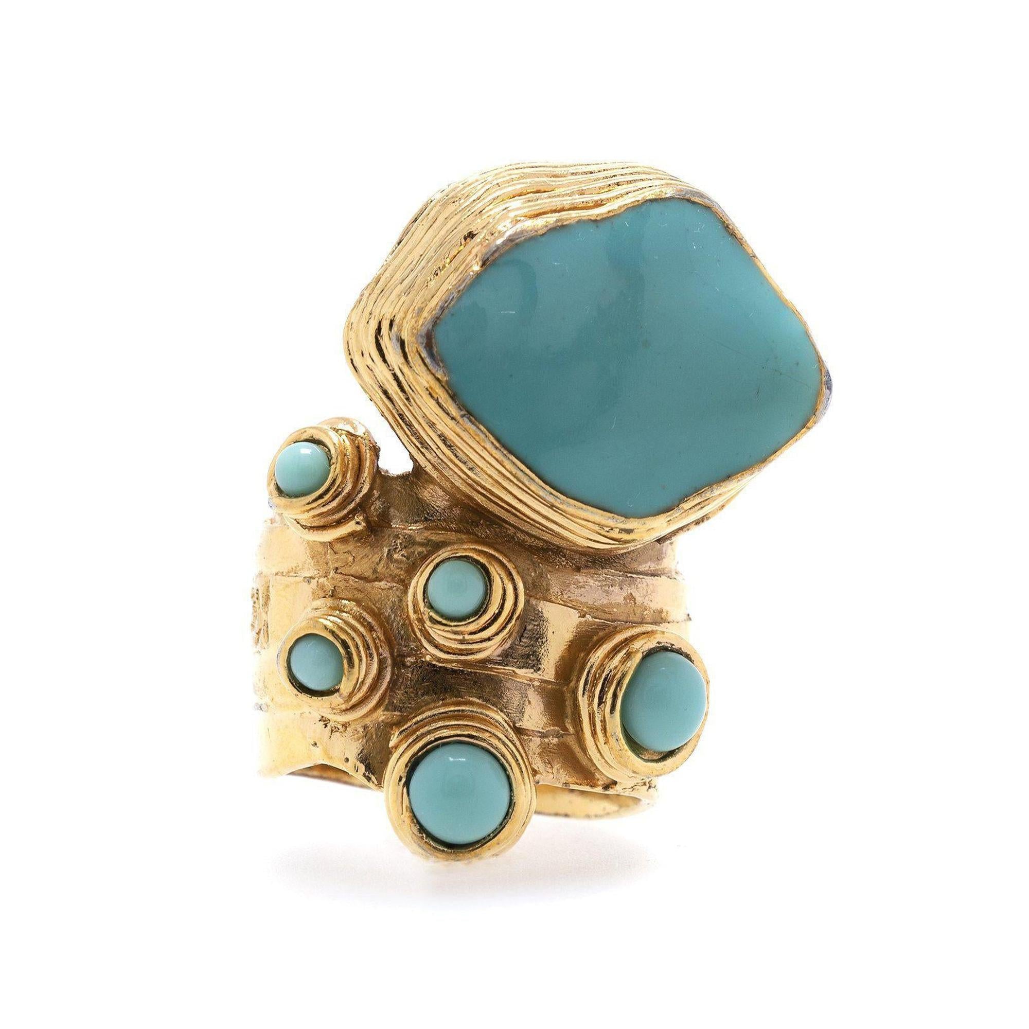 Yves Saint Laurent Enamel & Resin Arty Cocktail Ring