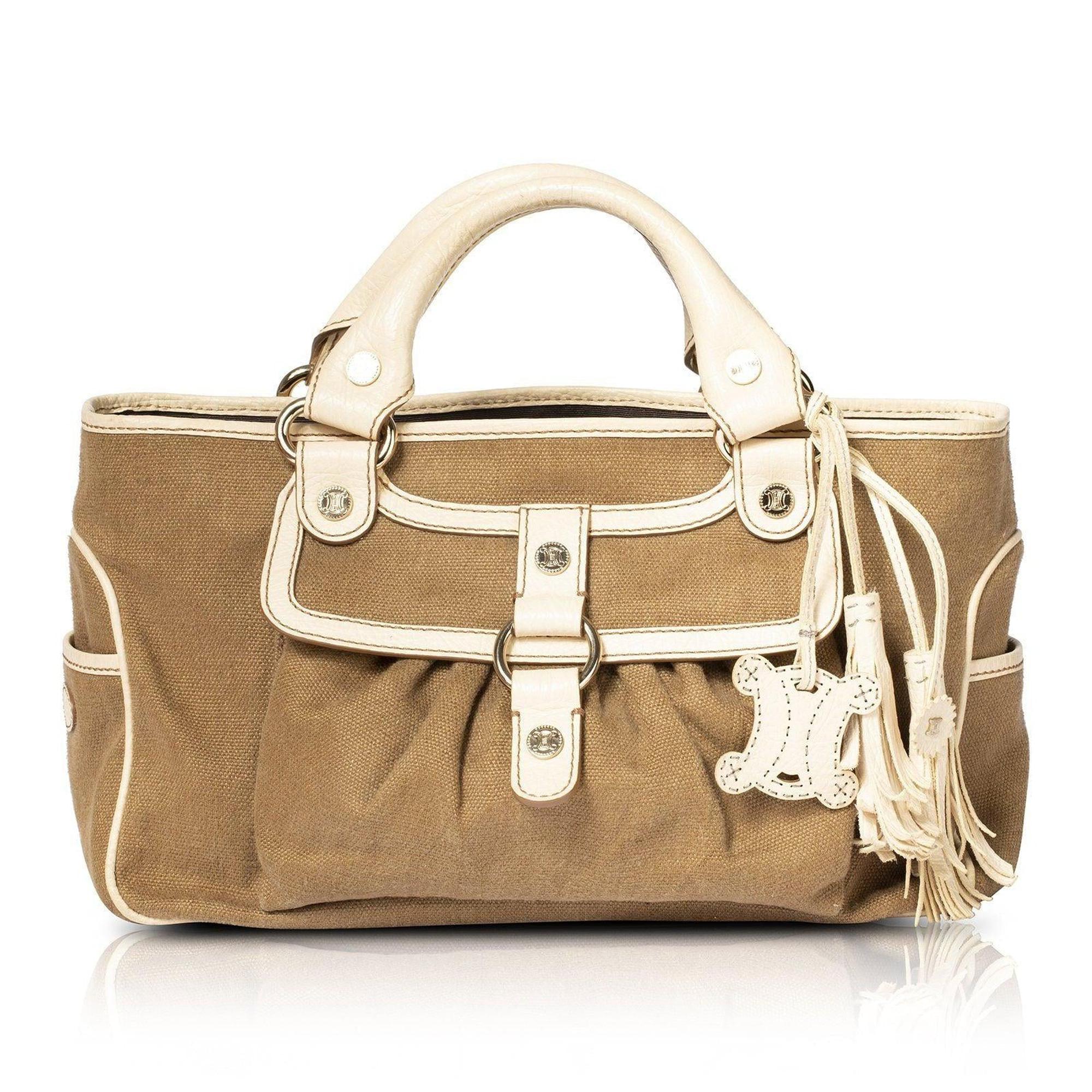 Celine Leather-Trimmed Handle Bag