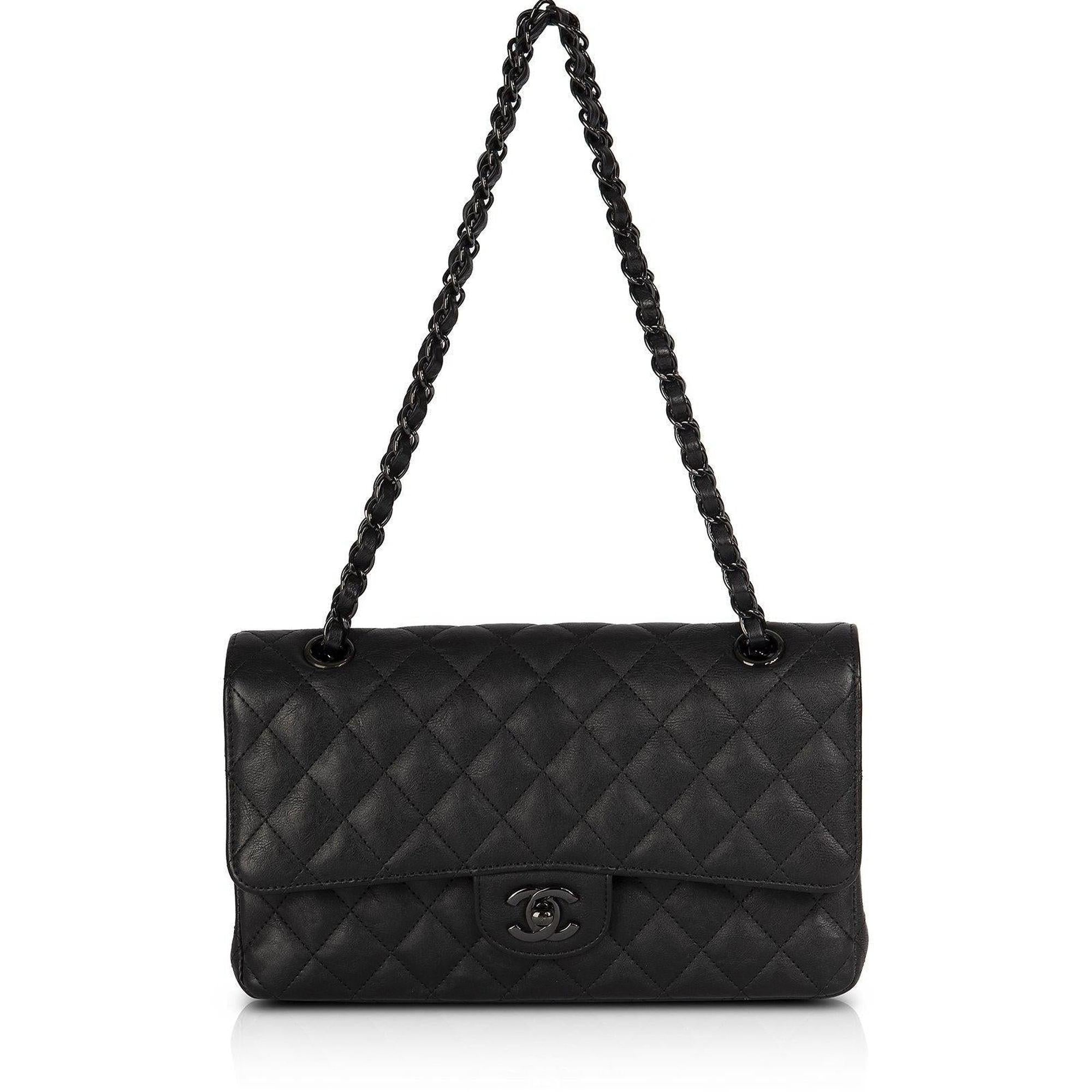 Chanel 2018 Black Calfskin Medium Classic Double Flap Bag