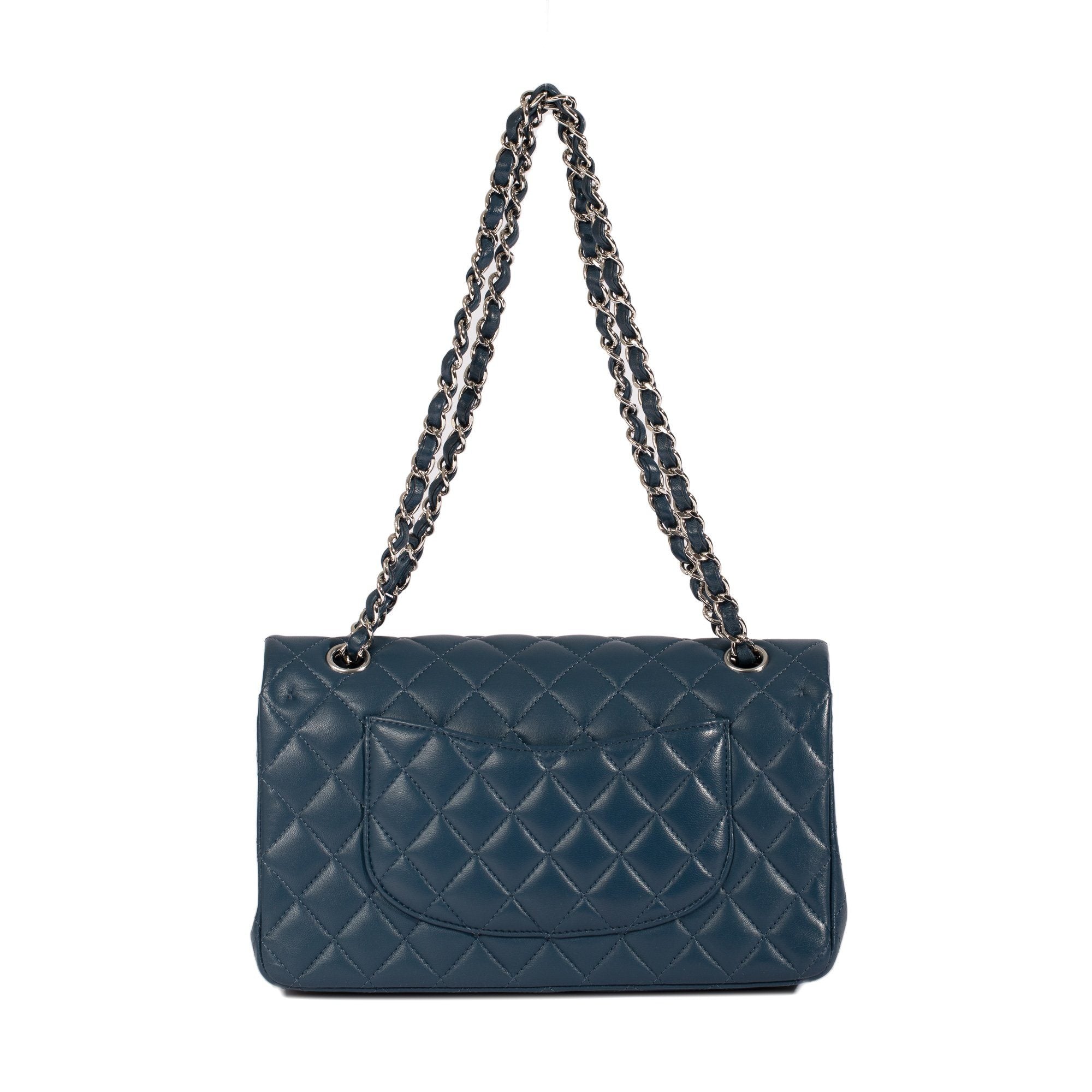 Chanel 2018 Navy Lambskin Medium Classic Double Flap Bag