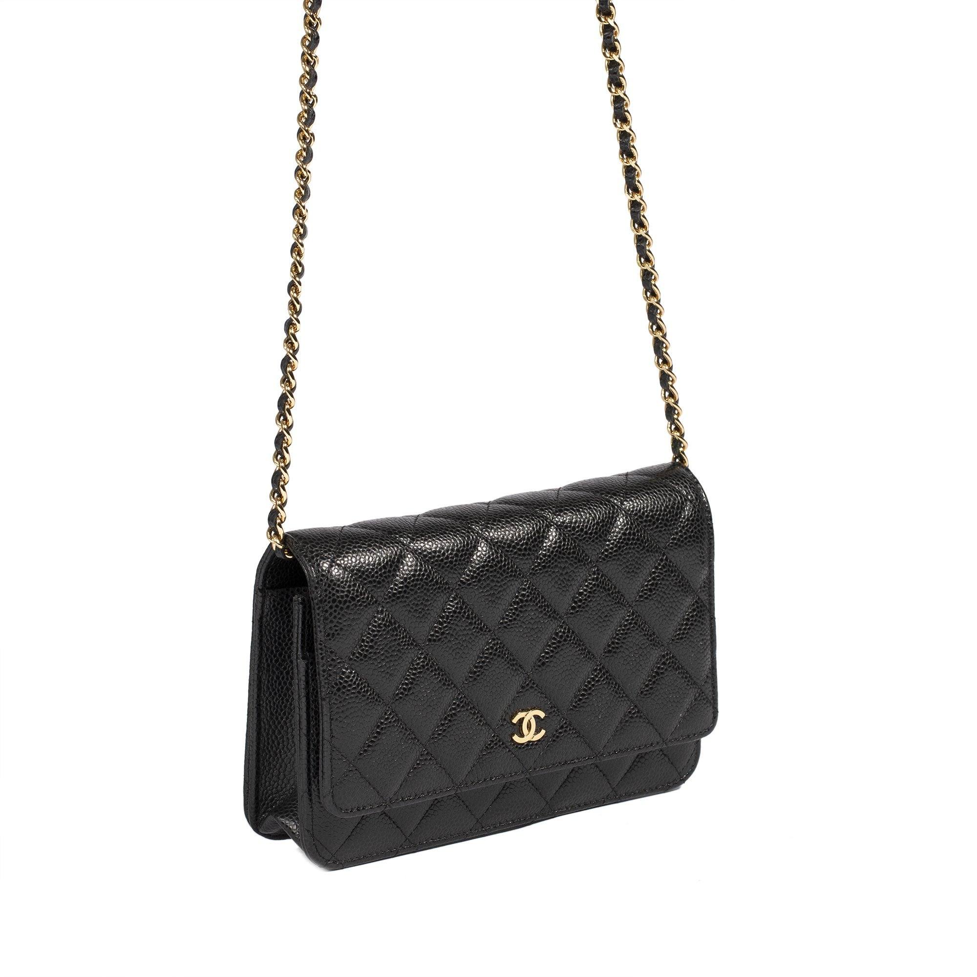Chanel 2019 Black Caviar Classic Wallet on Chain