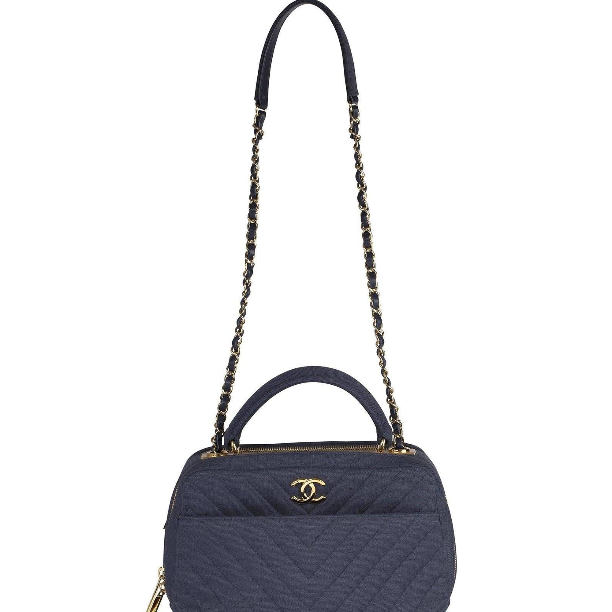 Chanel 2019 Small Chevron Jersey Bowling Bag