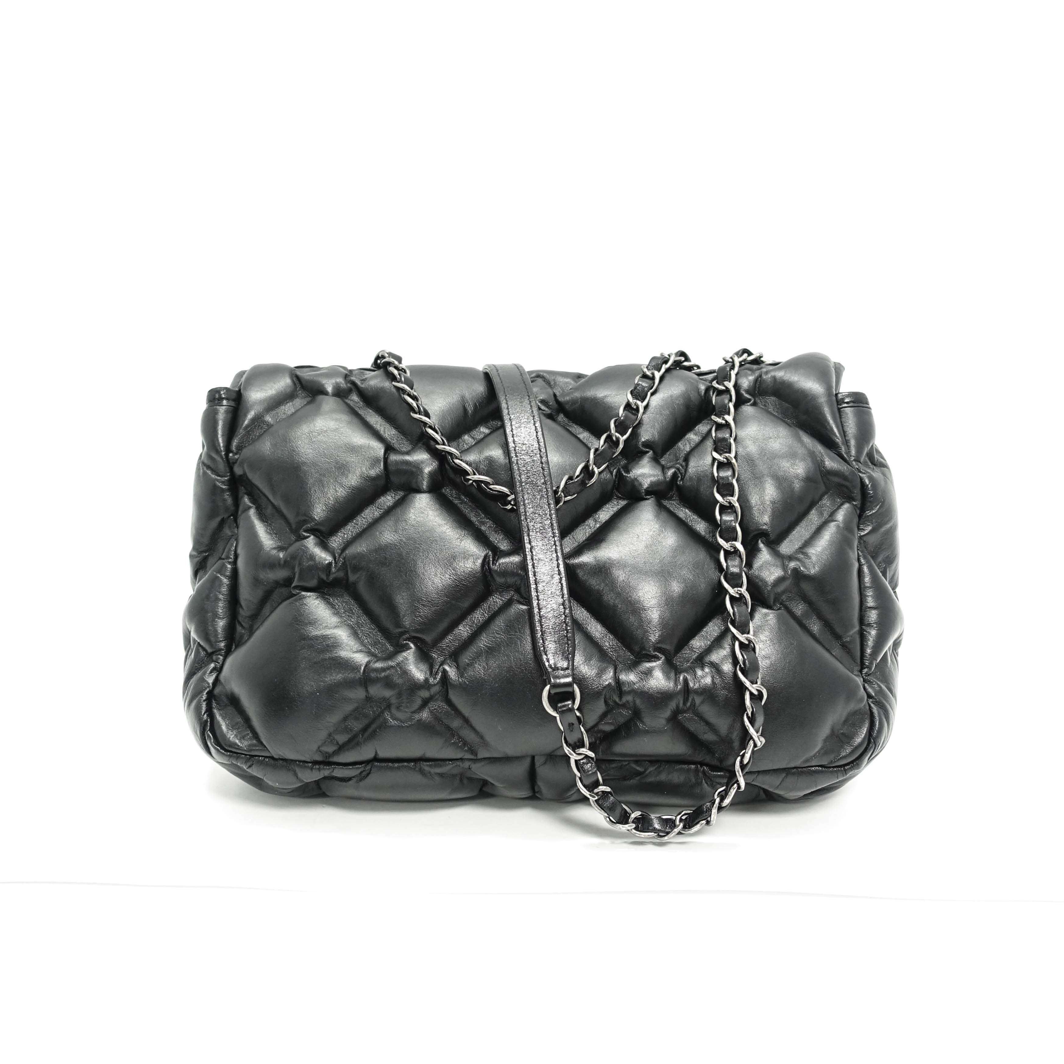 Chanel Black Bubble Chesterfield Flap Bag