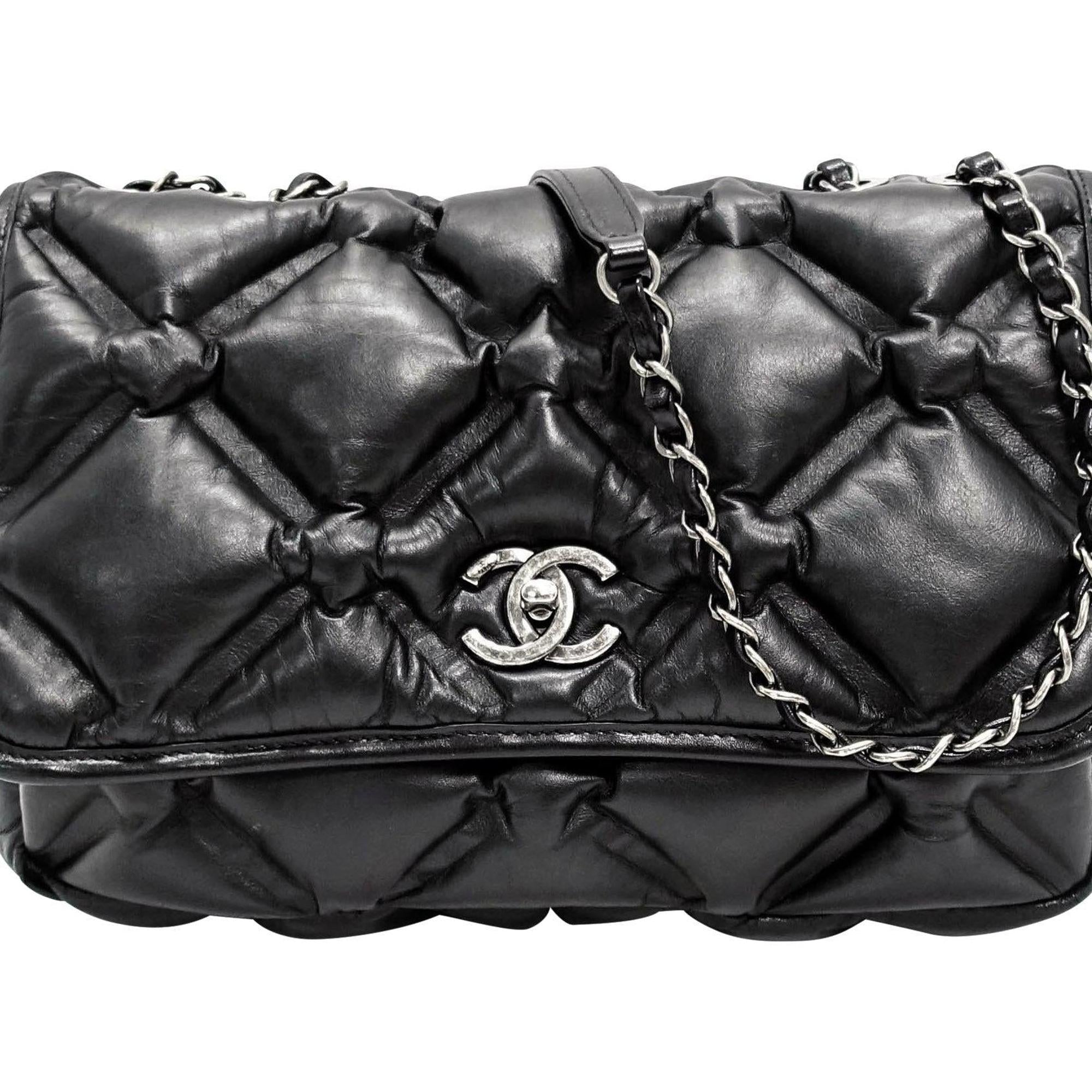 Chanel Black Bubble Chesterfield Flap Bag