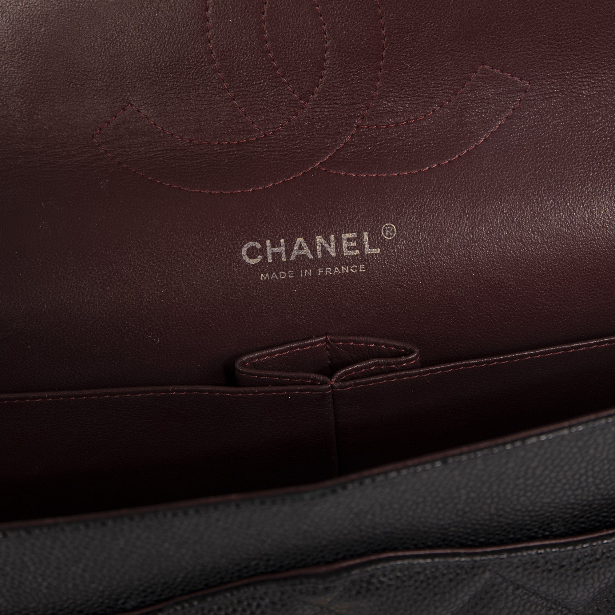 Chanel Black Caviar Classic Jumbo Double Flap Bag w/ Authenticity Card