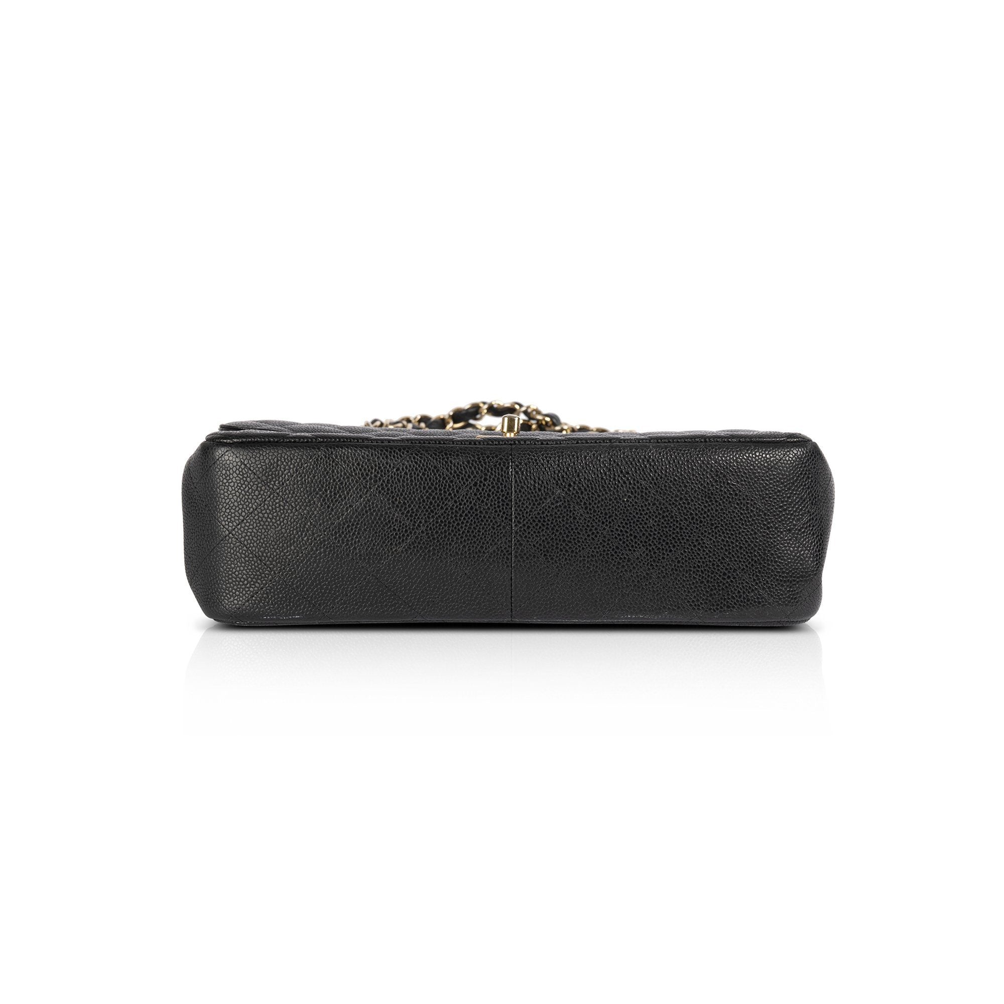 Chanel Black Caviar Classic Jumbo Double Flap Bag w/ Authenticity Card