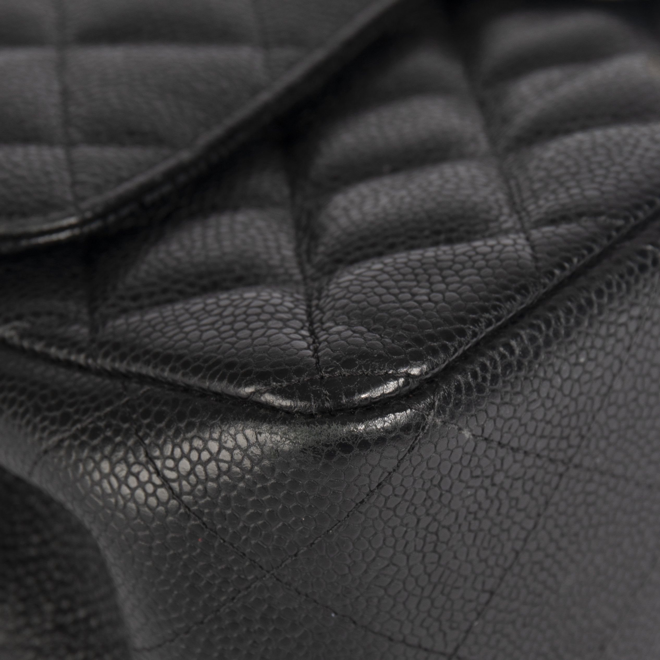 Chanel Black Caviar Classic Jumbo Double Flap Bag w/ Authenticity Card