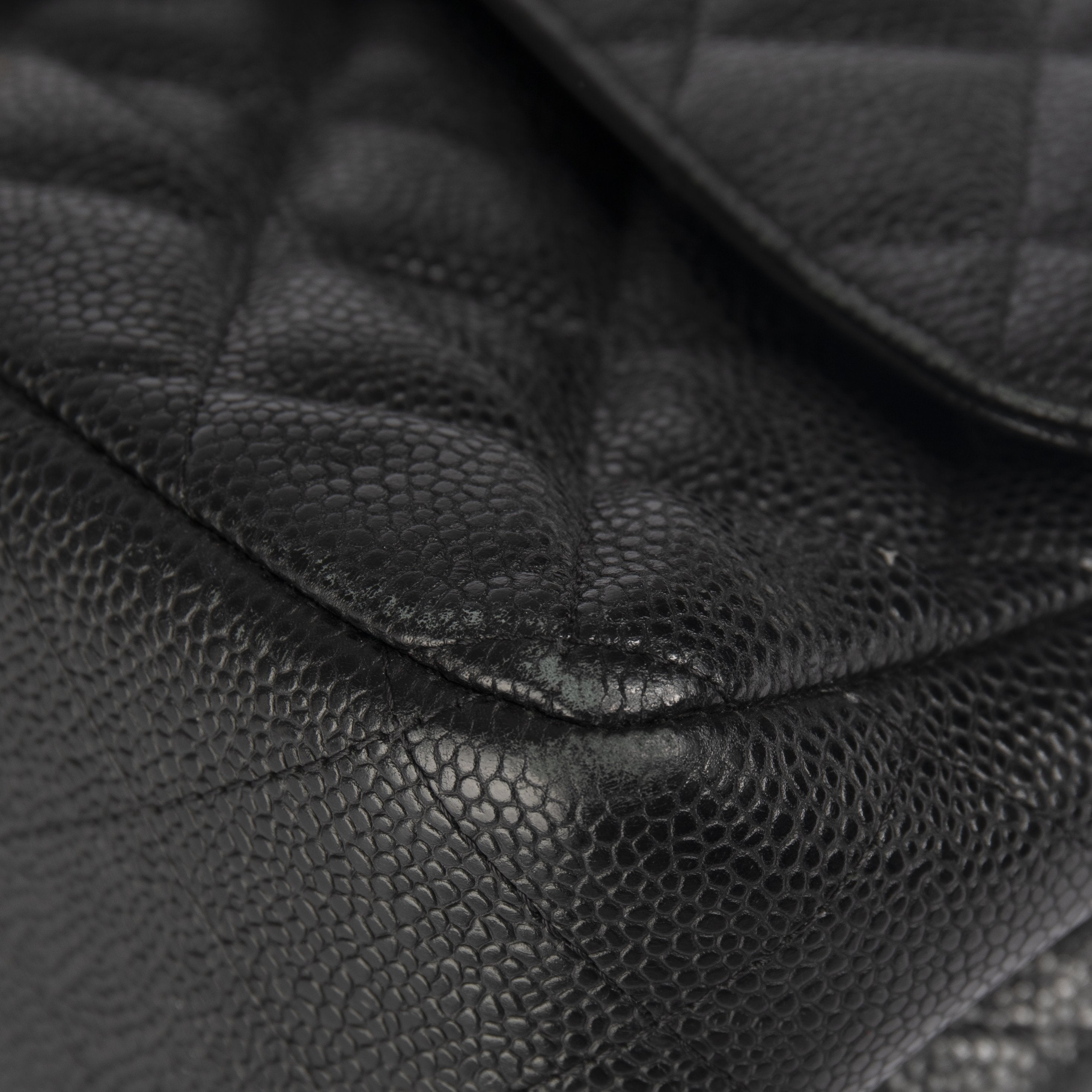Chanel Black Caviar Classic Jumbo Double Flap Bag w/ Authenticity Card