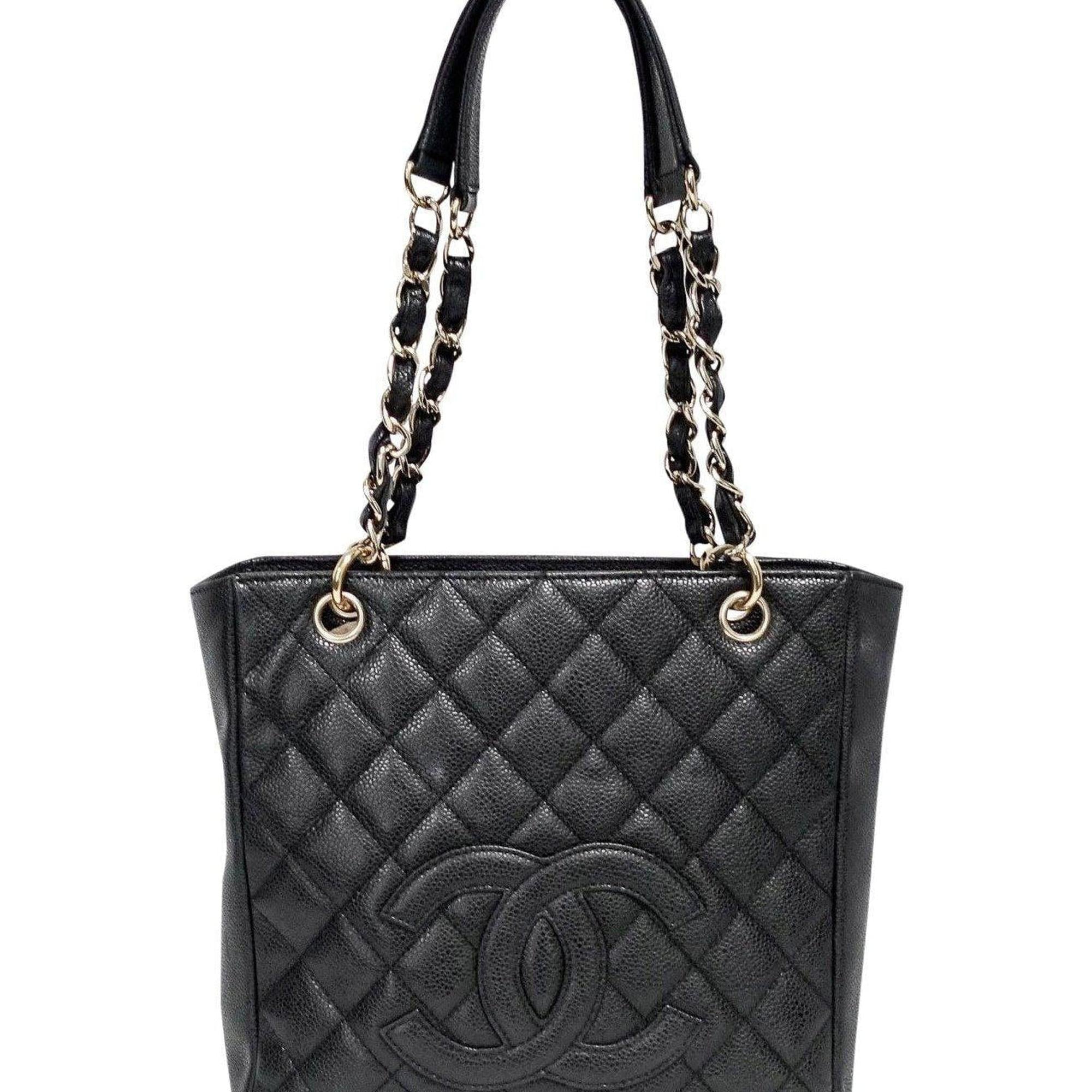 Chanel Black Caviar Leather Petite Shopping Tote