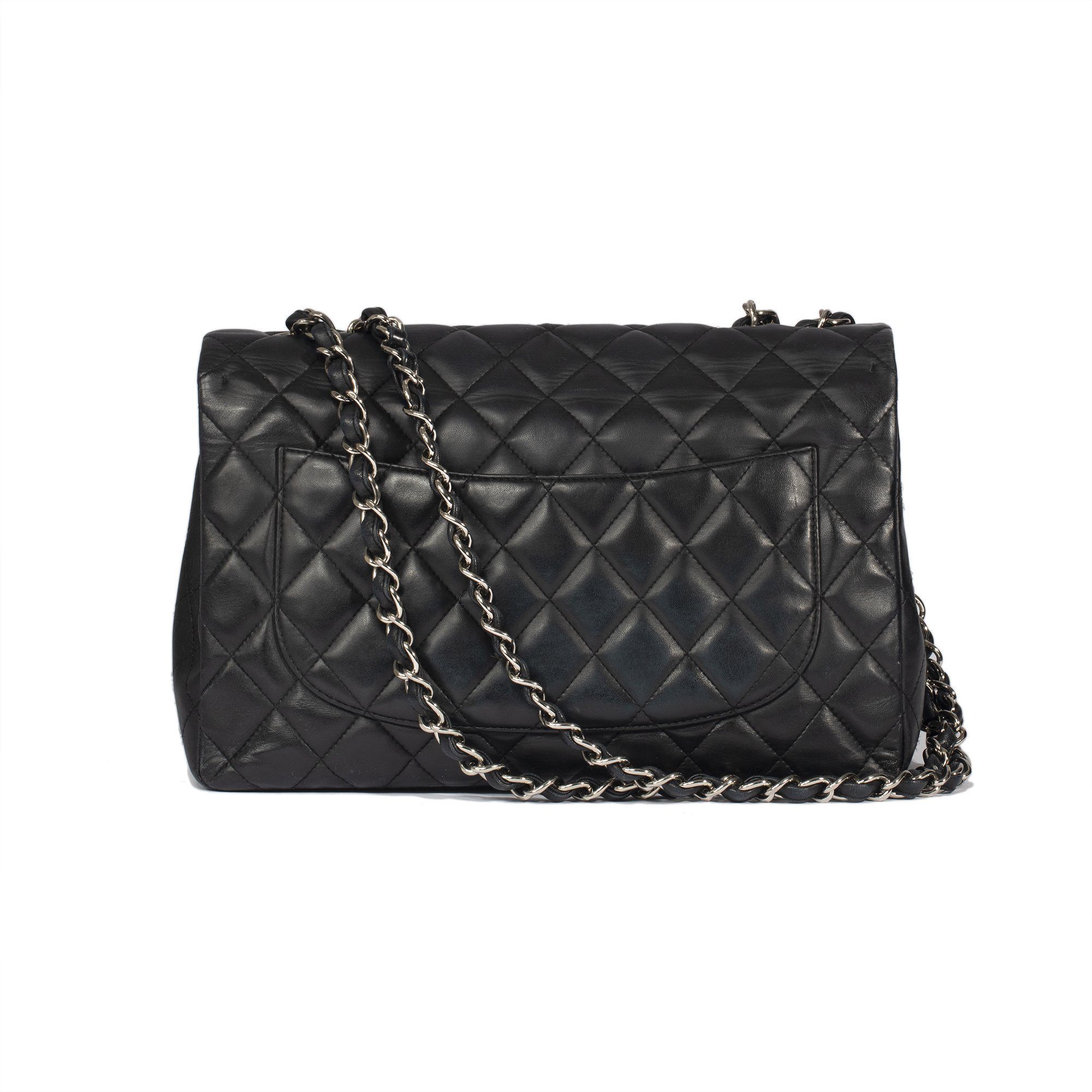 Chanel Black Lambskin Classic Jumbo Single Flap Bag