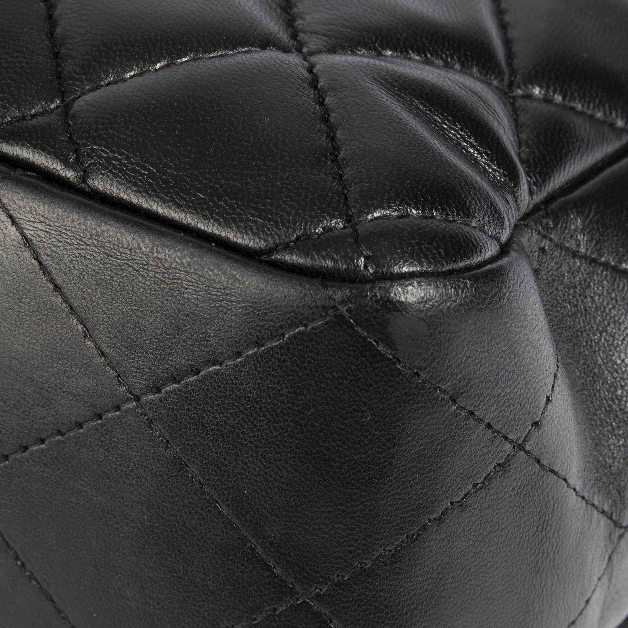 Chanel Black Lambskin Classic Jumbo Single Flap Bag w/ Box