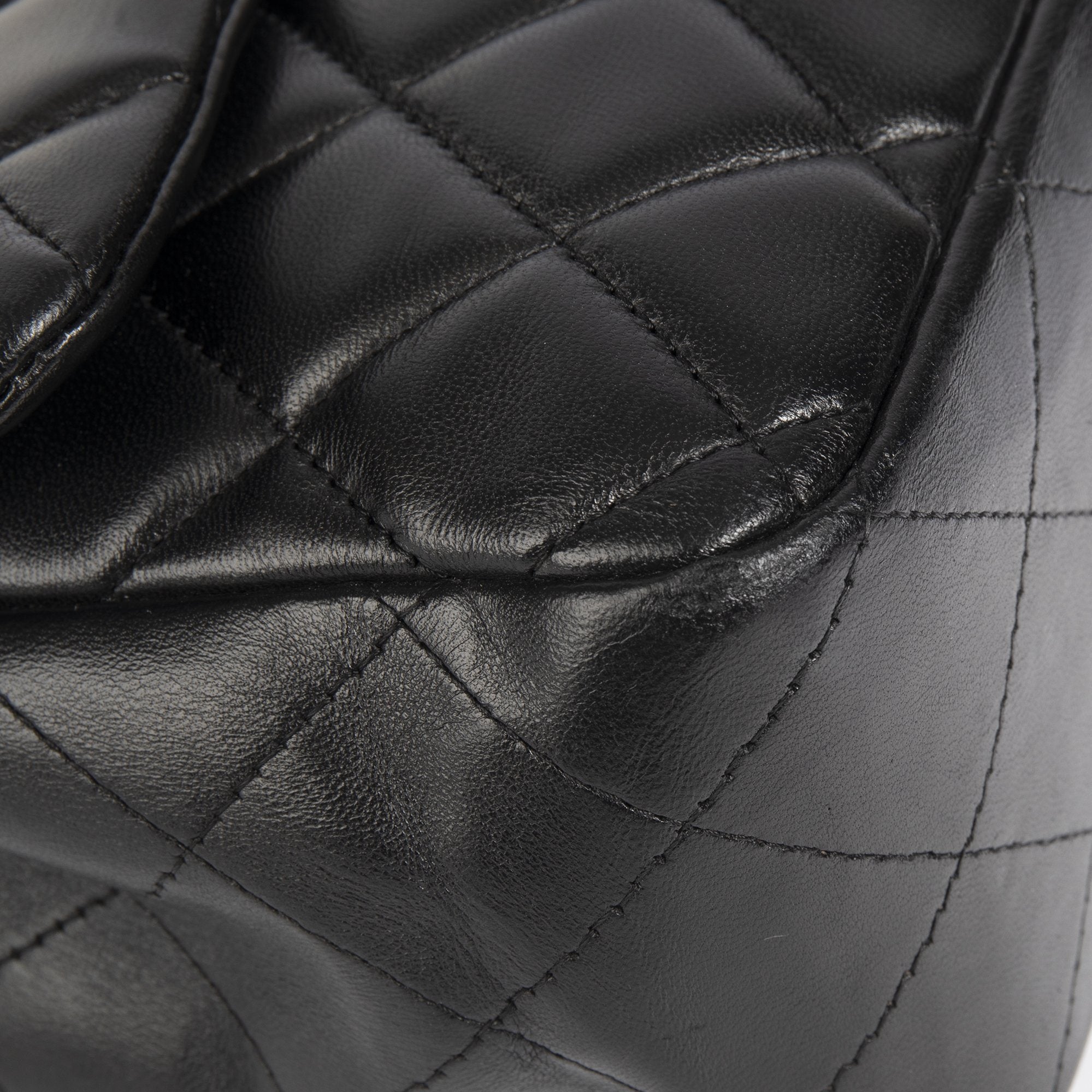 Chanel Black Lambskin Classic Jumbo Single Flap Bag w/ Box