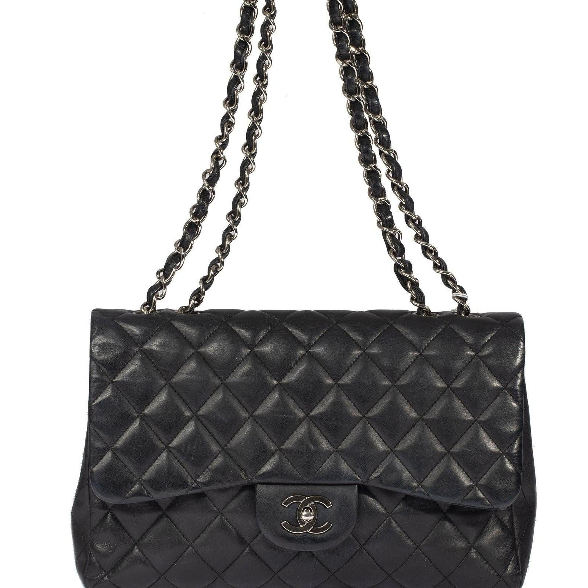 Chanel Black Lambskin Classic Jumbo Single Flap Bag