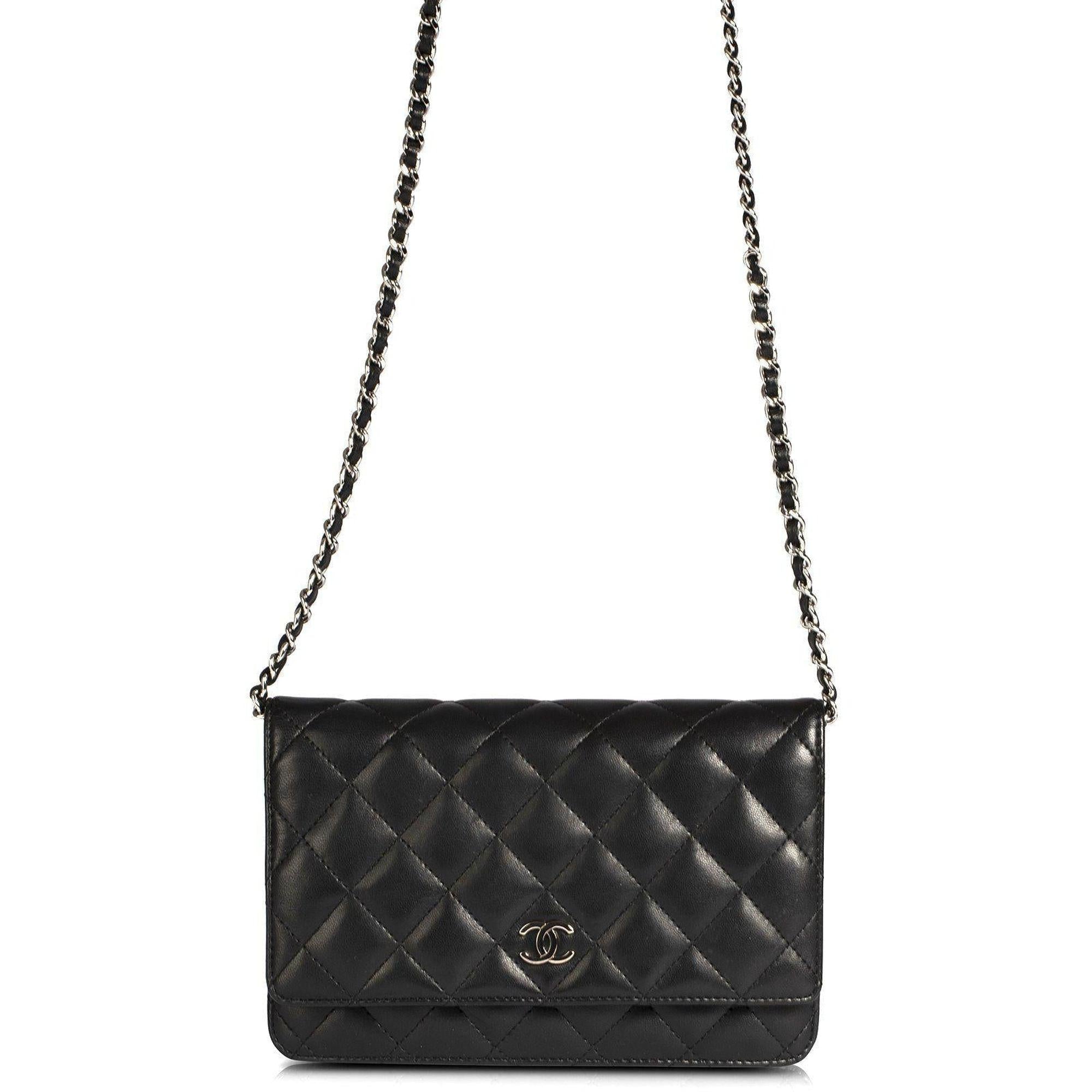 Chanel Black Lambskin Classic Wallet on Chain