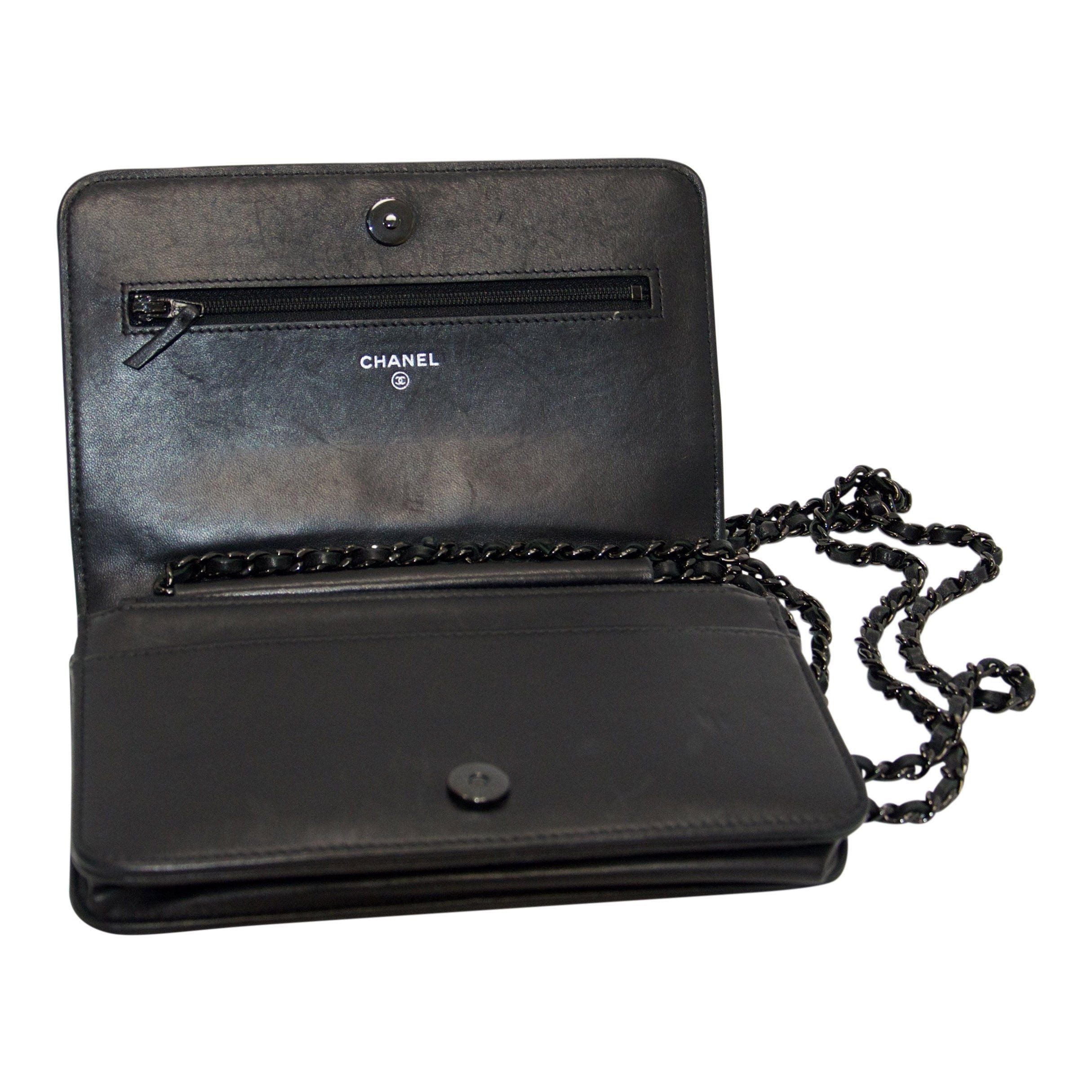 Chanel Black Quilted Boy Wallet on Chain