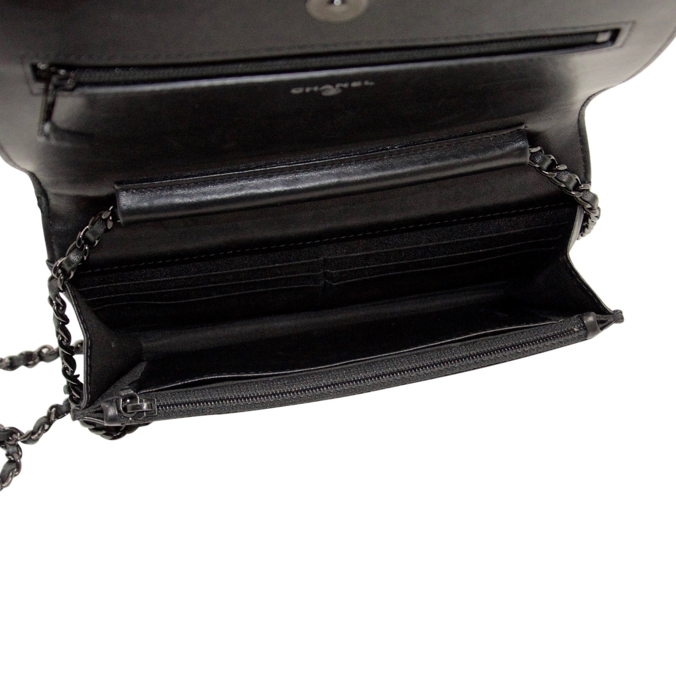 Chanel Black Quilted Boy Wallet on Chain