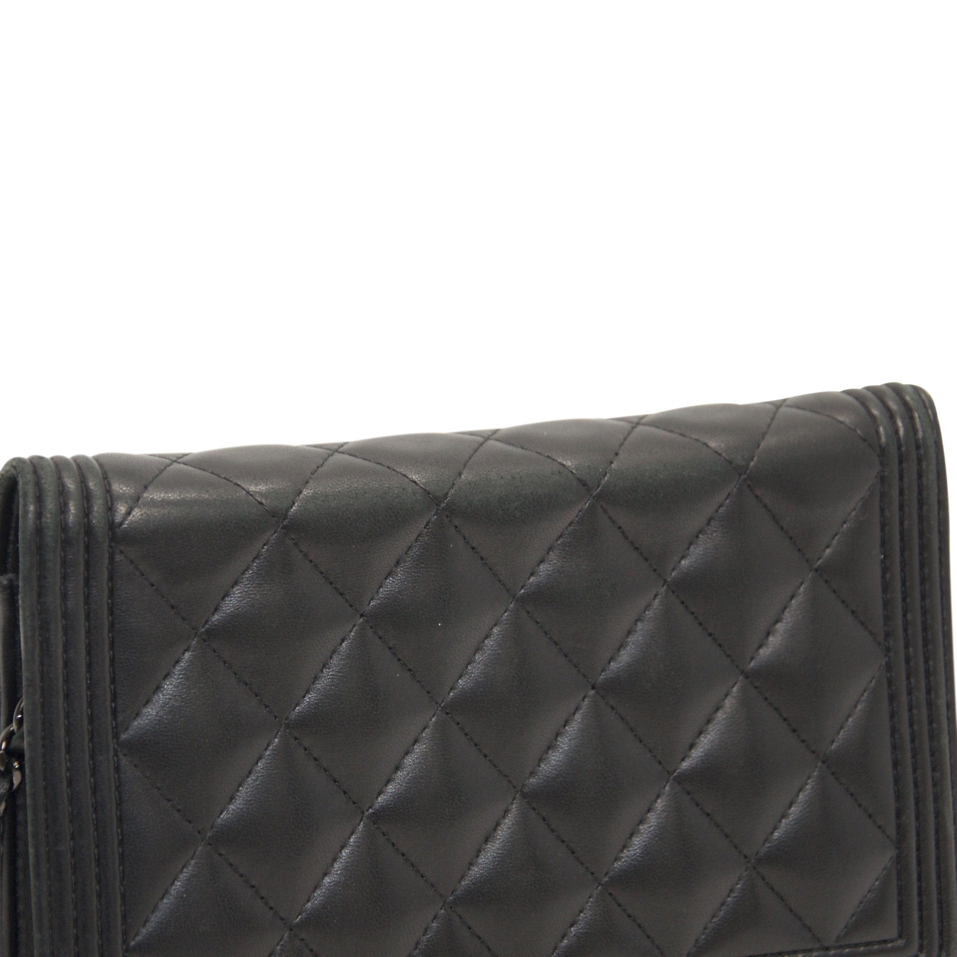 Chanel Black Quilted Boy Wallet on Chain