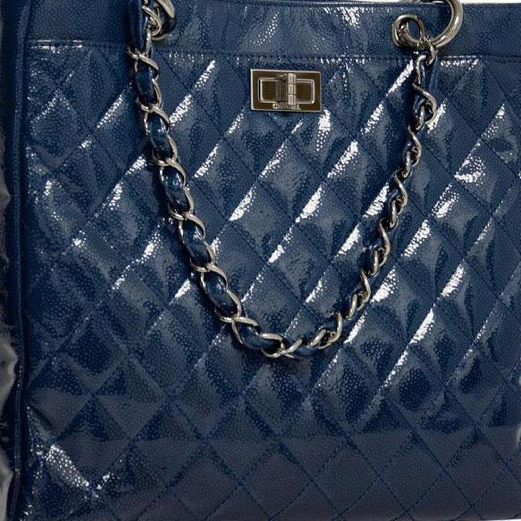 Chanel Blue Small Diamond Shine Reissue Tote