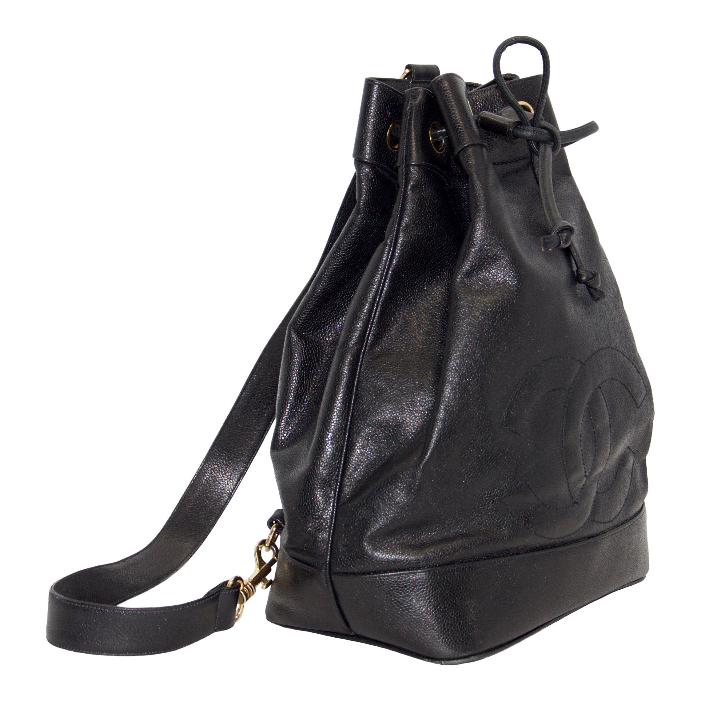 Chanel Caviar Drawstring Sling Bag