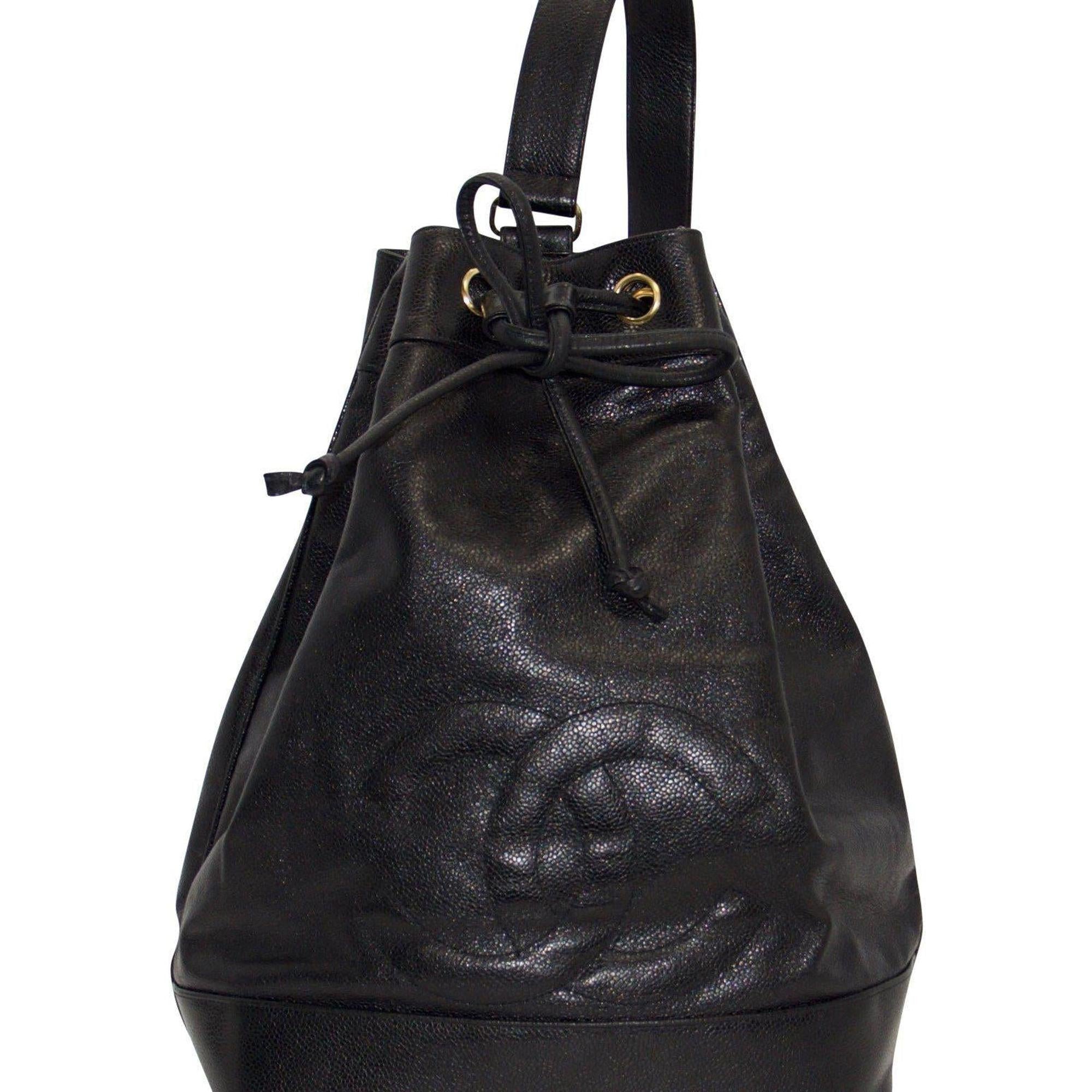 Chanel Caviar Drawstring Sling Bag