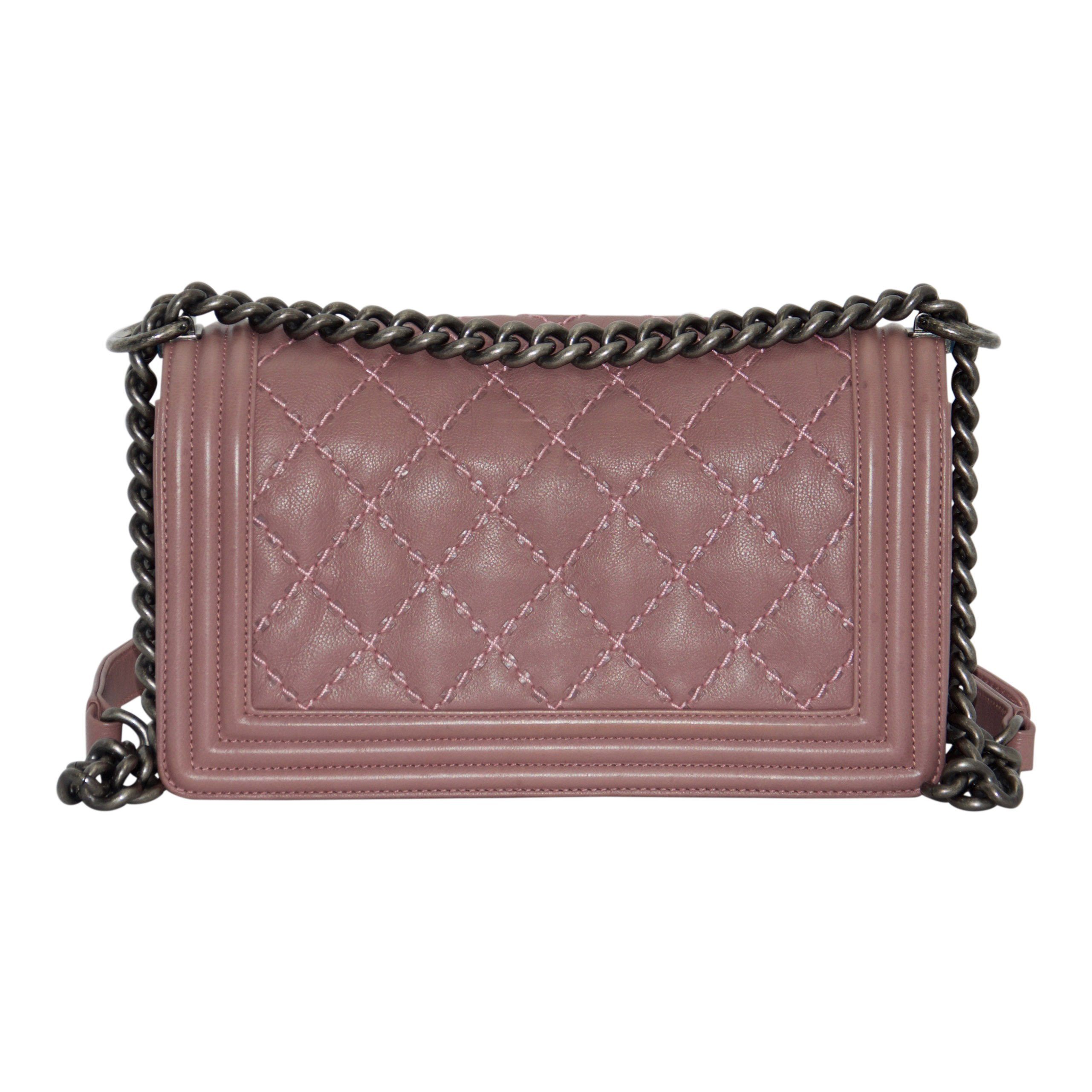 Chanel Medium Pink Double Stitch Boy Bag