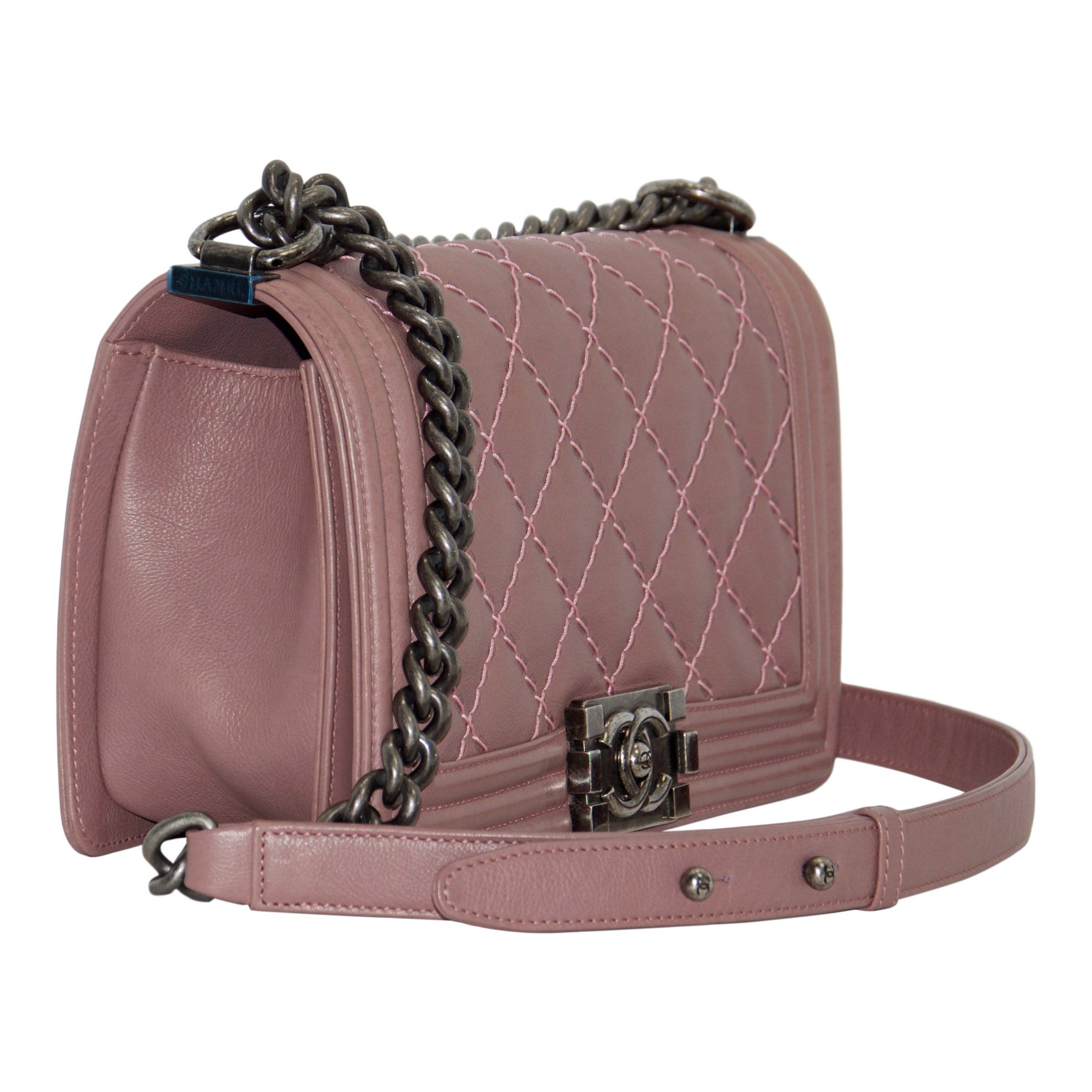 Chanel Medium Pink Double Stitch Boy Bag