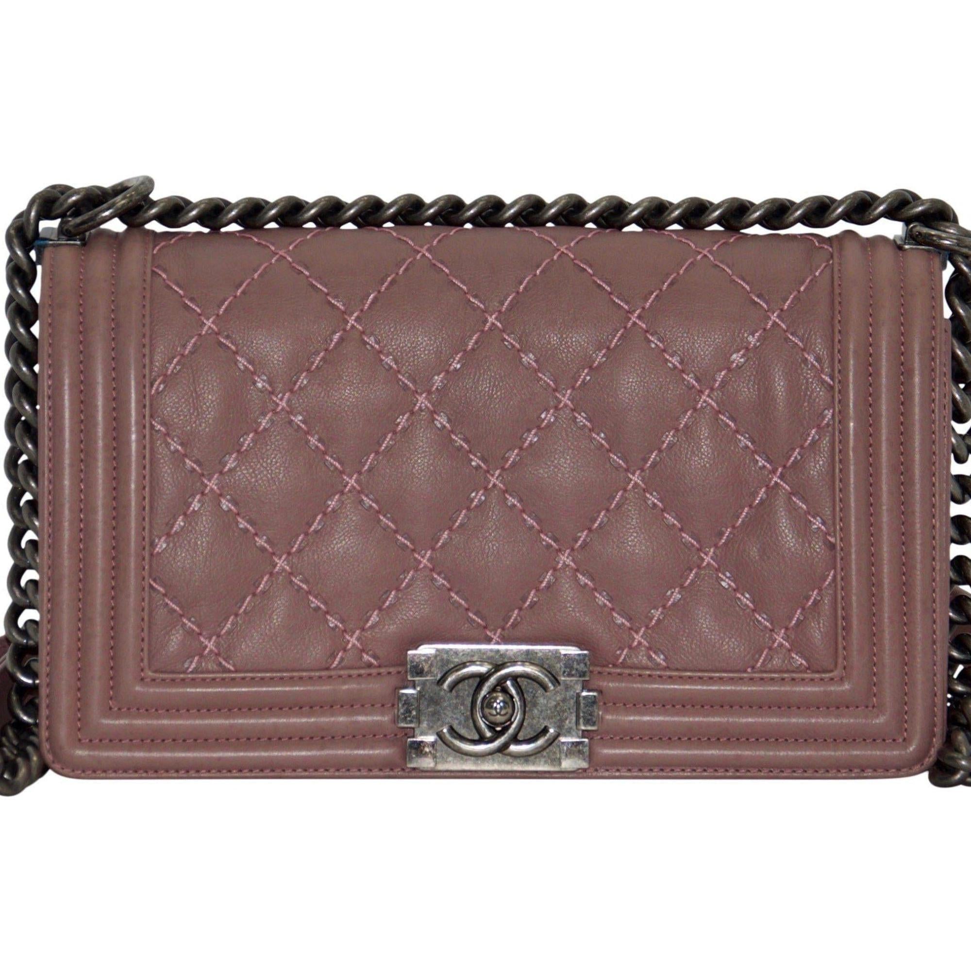 Chanel Medium Pink Double Stitch Boy Bag