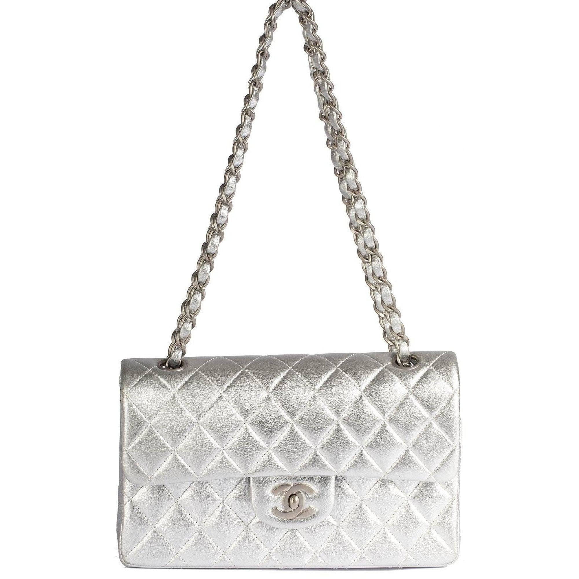 Chanel Metallic Silver Classic Double Flap Bag