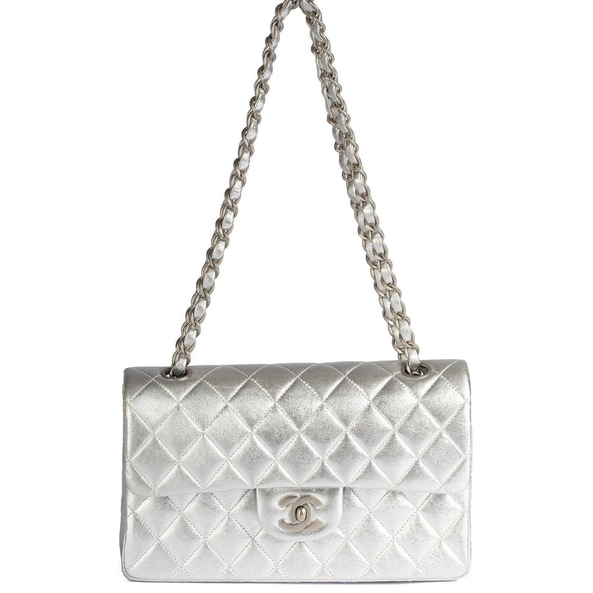 Chanel Metallic Silver Classic Double Flap Bag – OLIVER'S