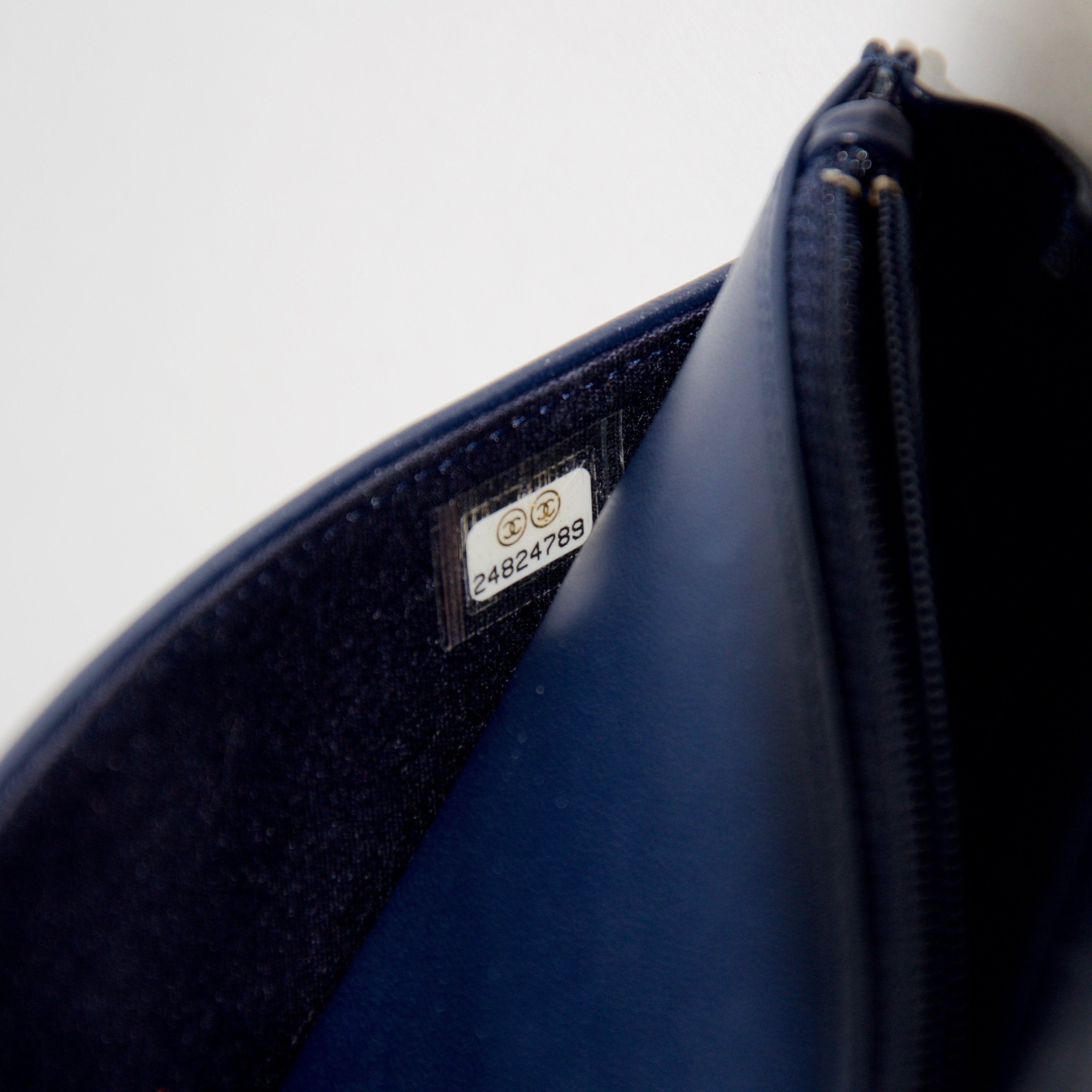 Chanel Navy Blue Quilted Boy Wallet on Chain