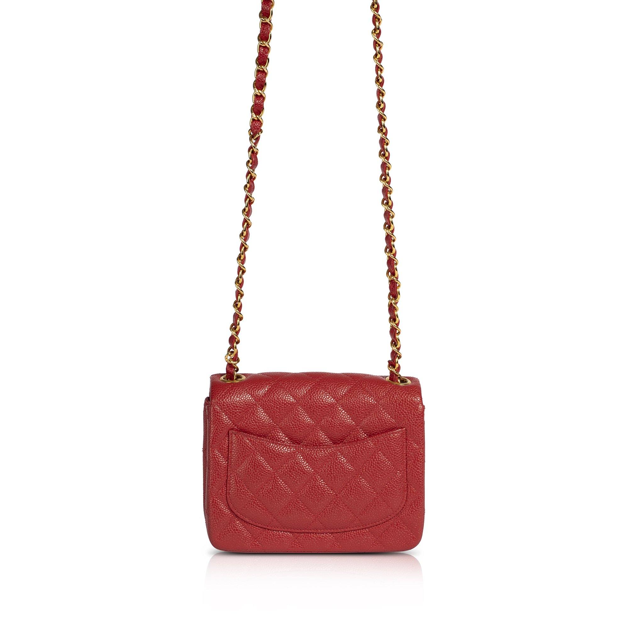 Chanel Red Classic Mini Square Flap Bag