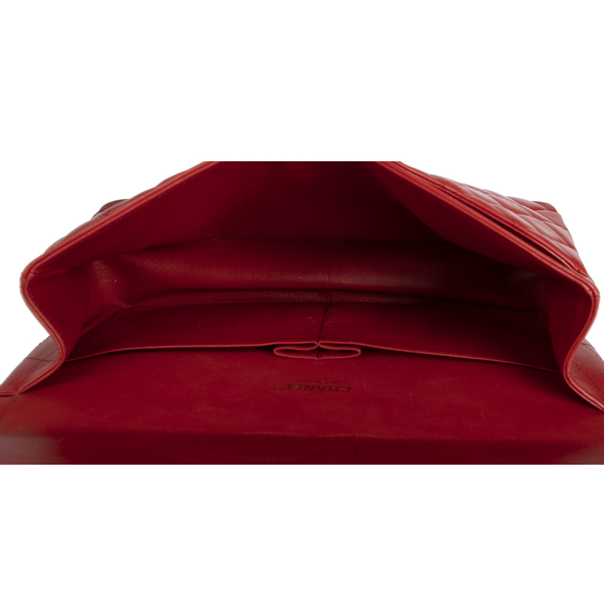 Chanel Red Lambskin Classic Maxi Double Flap Bag